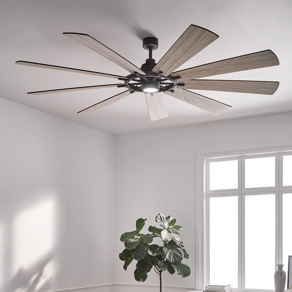 Gentry IP20 Fan - Weathered Zinc - Small and Large - Image 3