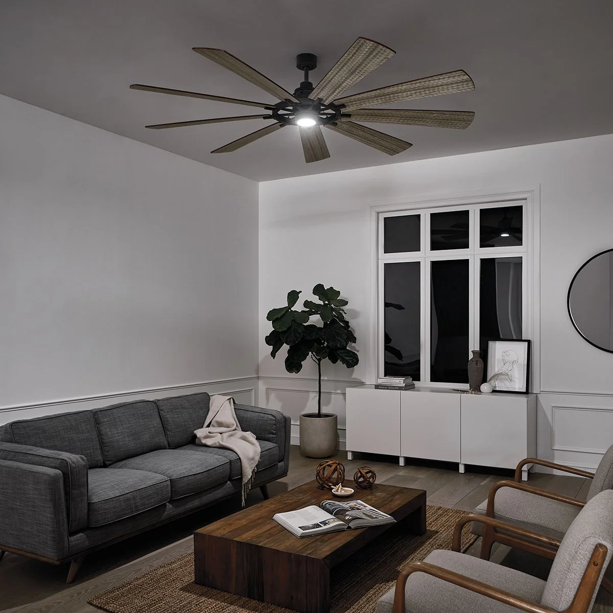 Gentry IP20 Fan - Weathered Zinc - Small and Large - Image 6