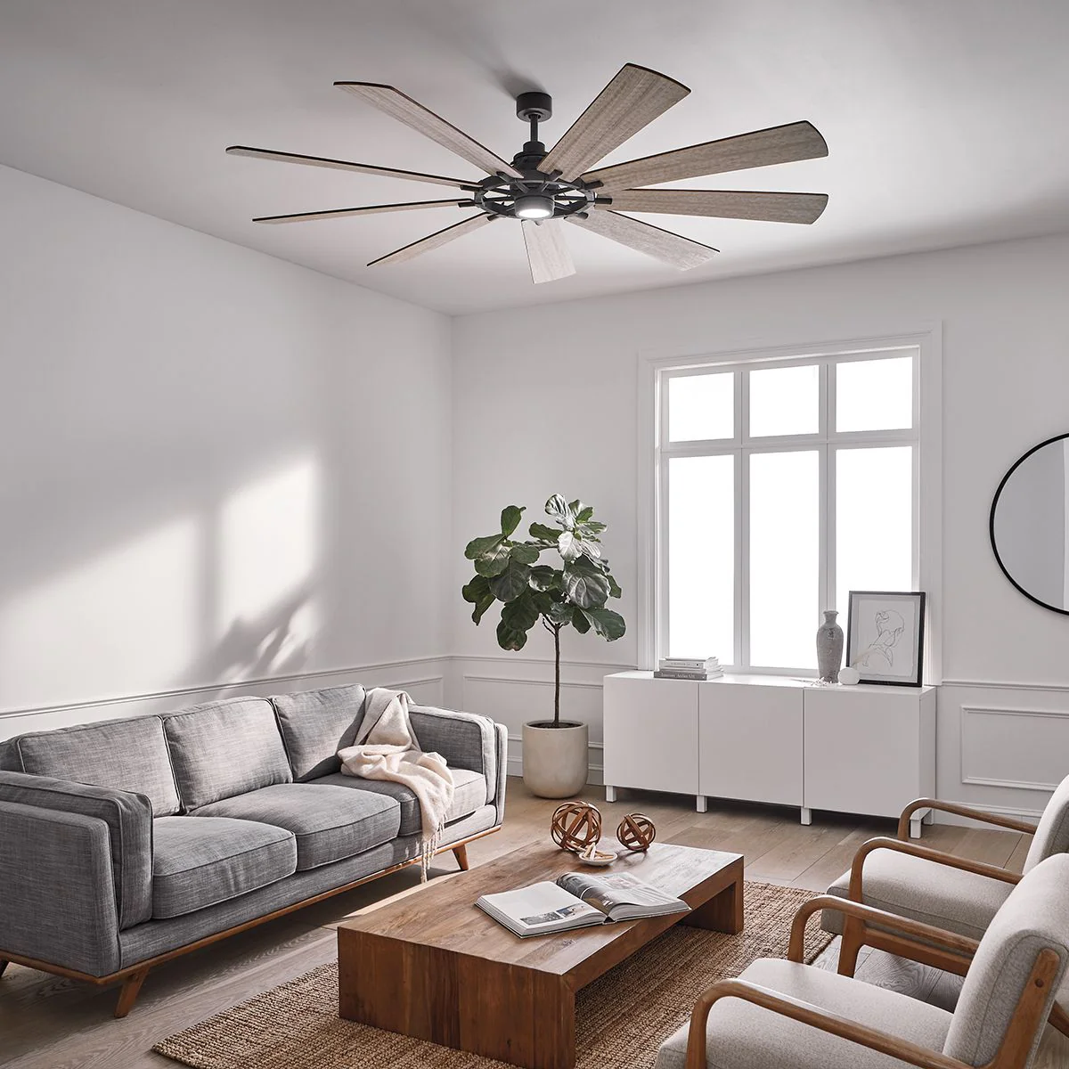 Gentry IP20 Fan - Weathered Zinc - Small and Large - Image 7