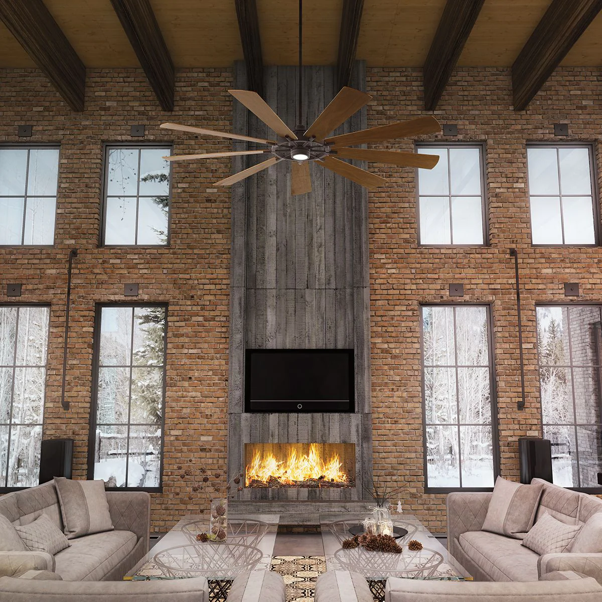 Gentry IP20 Fan - Weathered Zinc - Small and Large - Image 8