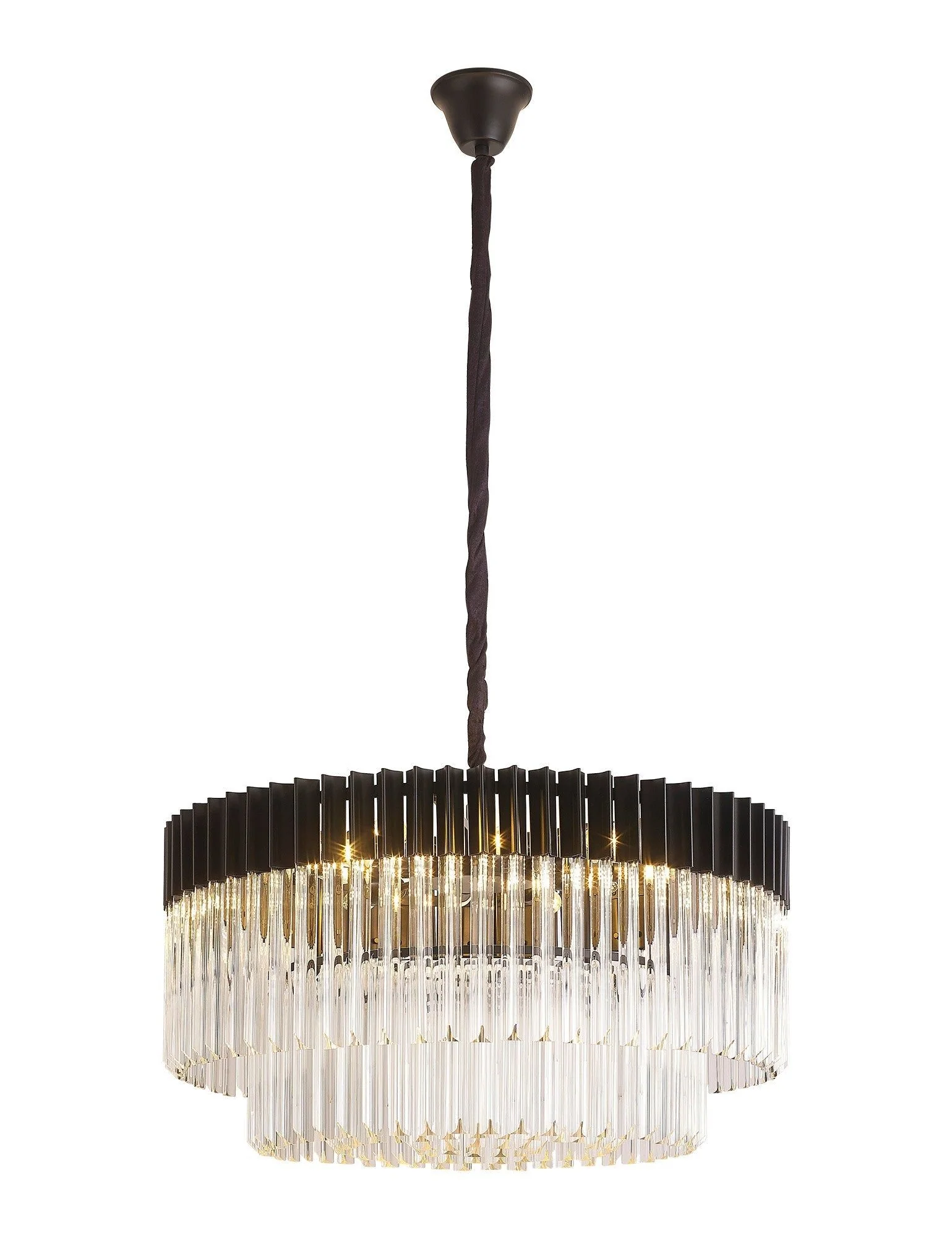 Georgia 12lt Round Pendant - Matt Black/Brass/Polished Nickel - Image 3