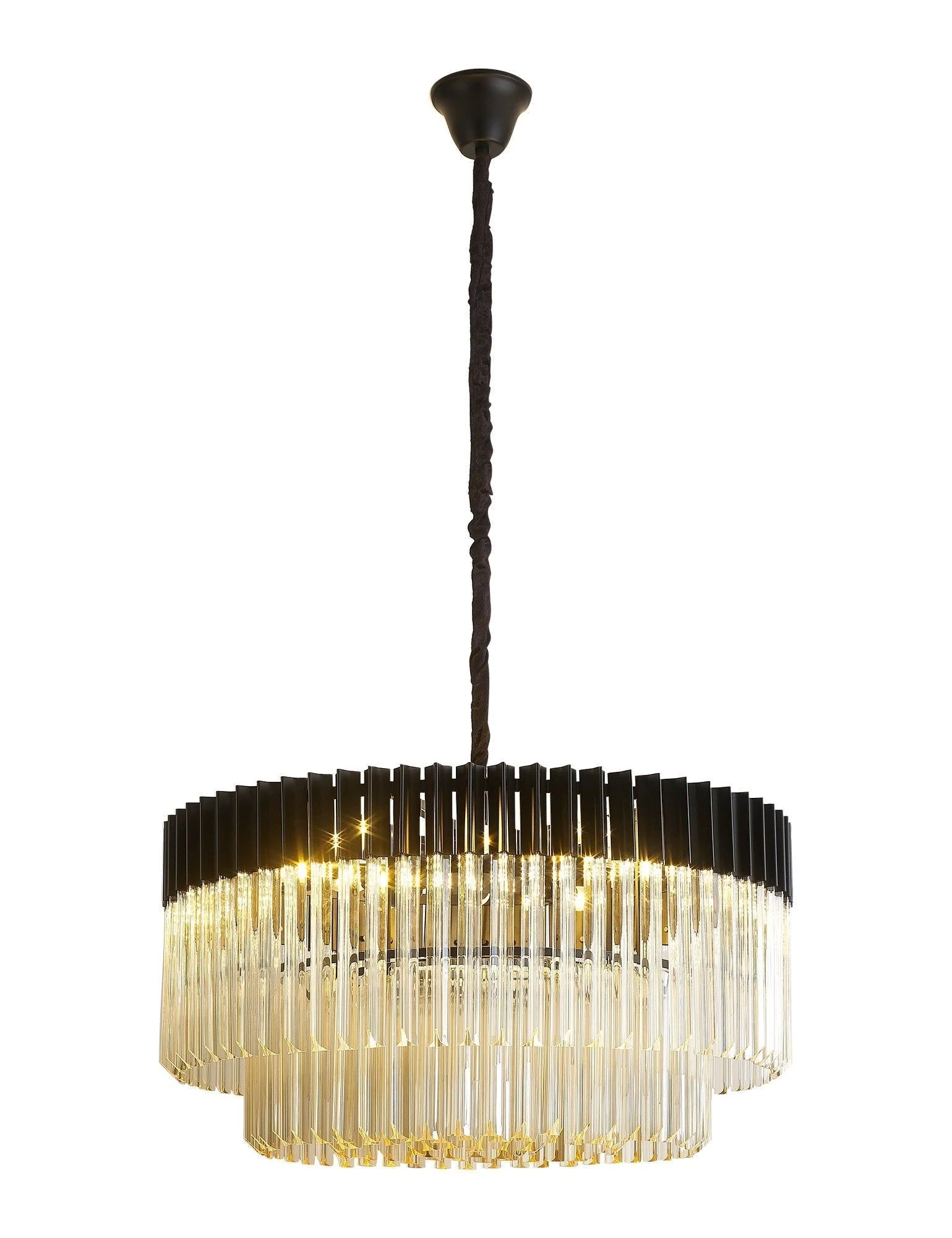Georgia 12lt Round Pendant - Matt Black/Brass/Polished Nickel - Image 4