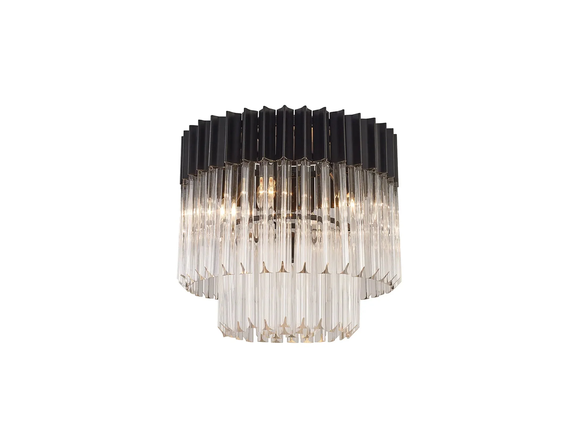 Georgia 3/5lt Round Crystal Flush Ceiling Light, Matt Black/Brass/Polished Nickel - Image 13