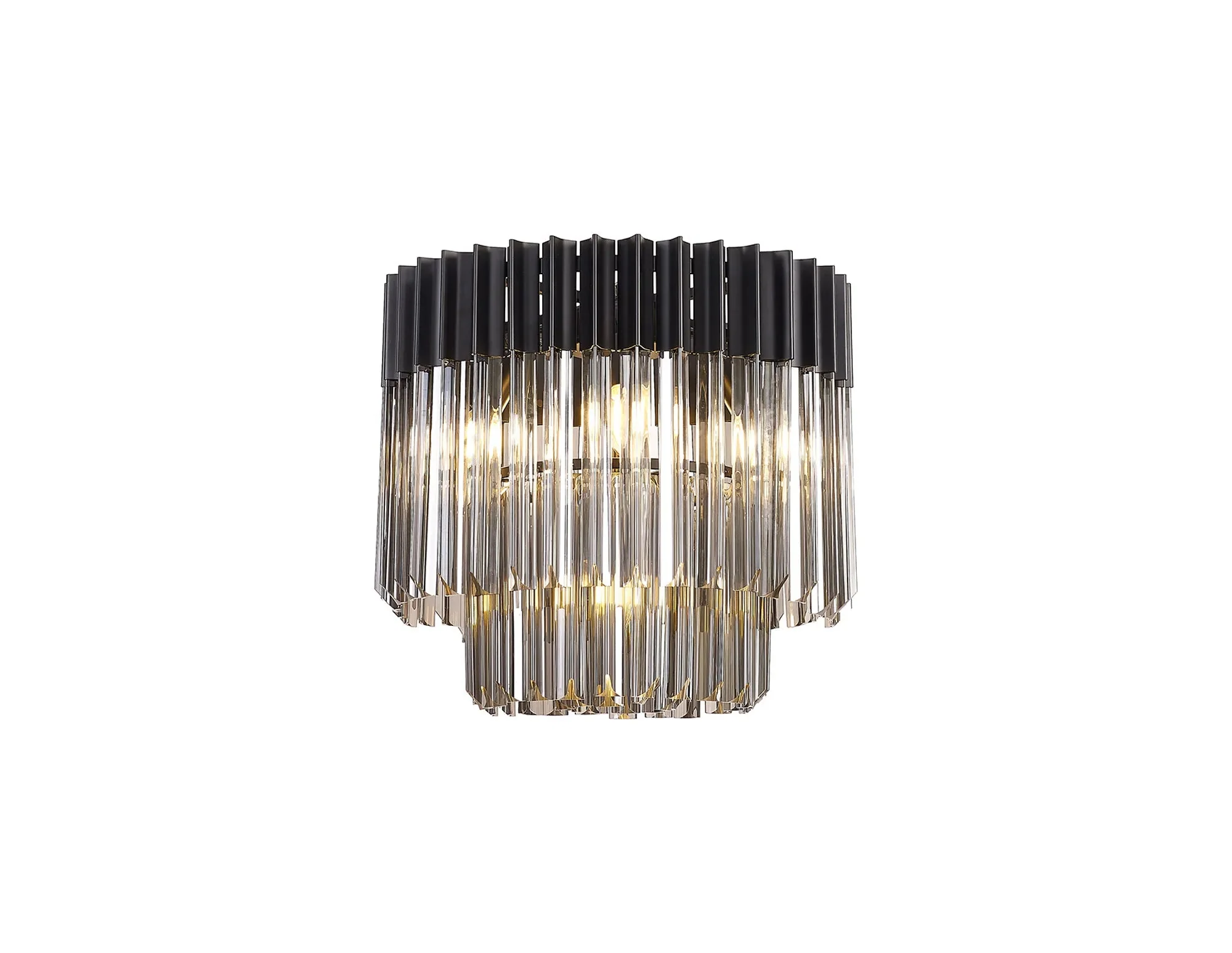 Georgia 3/5lt Round Crystal Flush Ceiling Light, Matt Black/Brass/Polished Nickel - Image 14