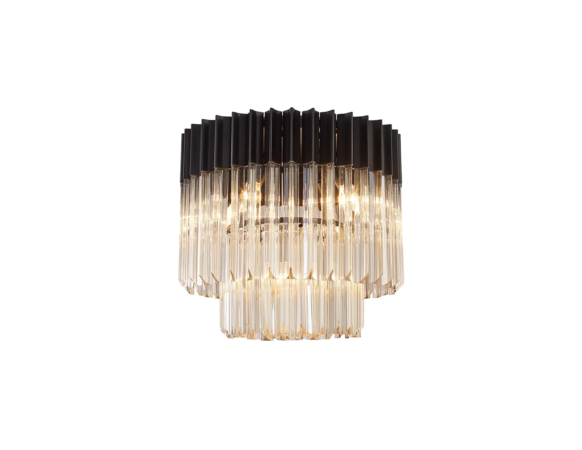 Georgia 3/5lt Round Crystal Flush Ceiling Light, Matt Black/Brass/Polished Nickel - Image 17