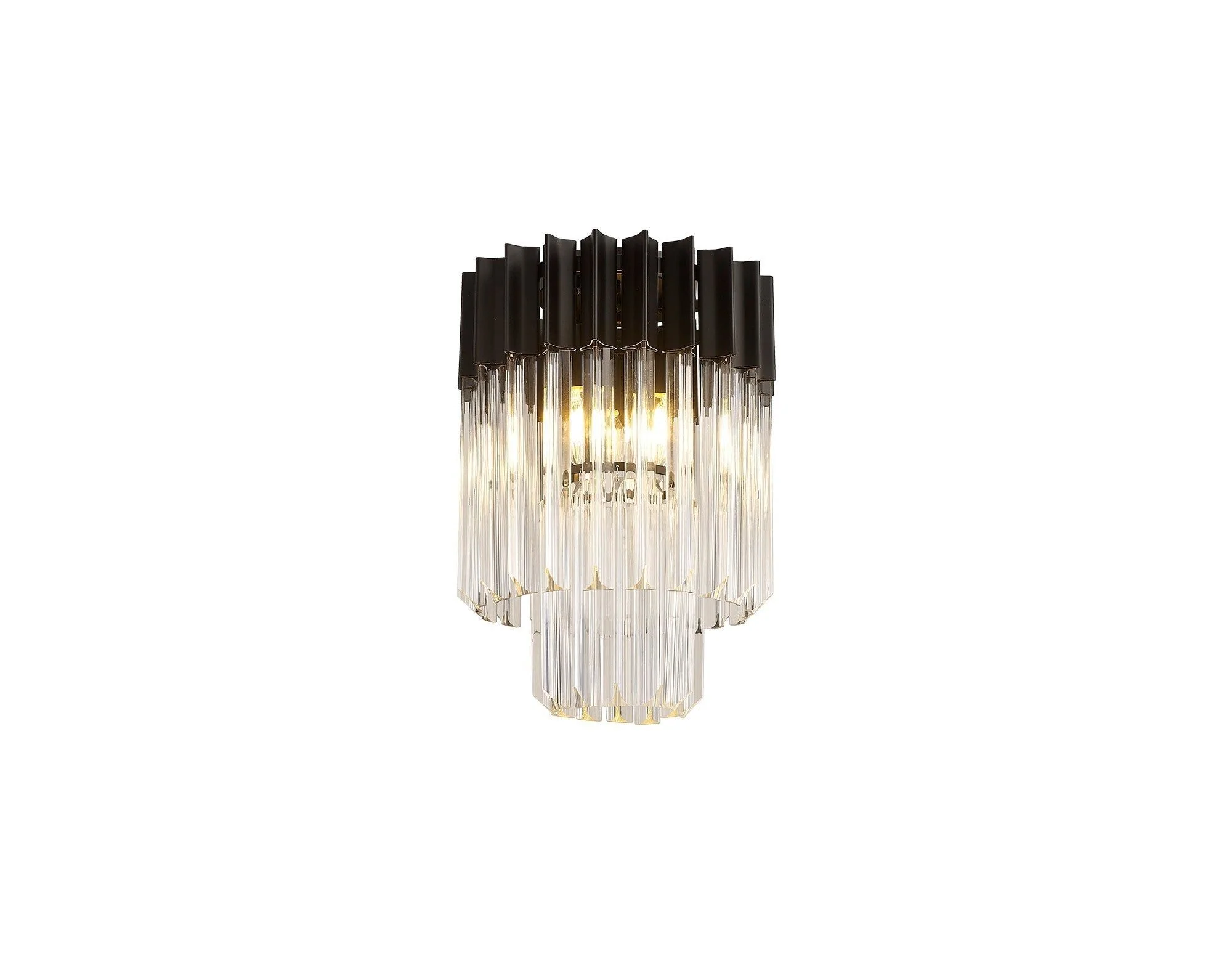 Georgia 3/5lt Round Crystal Flush Ceiling Light, Matt Black/Brass/Polished Nickel - Image 9