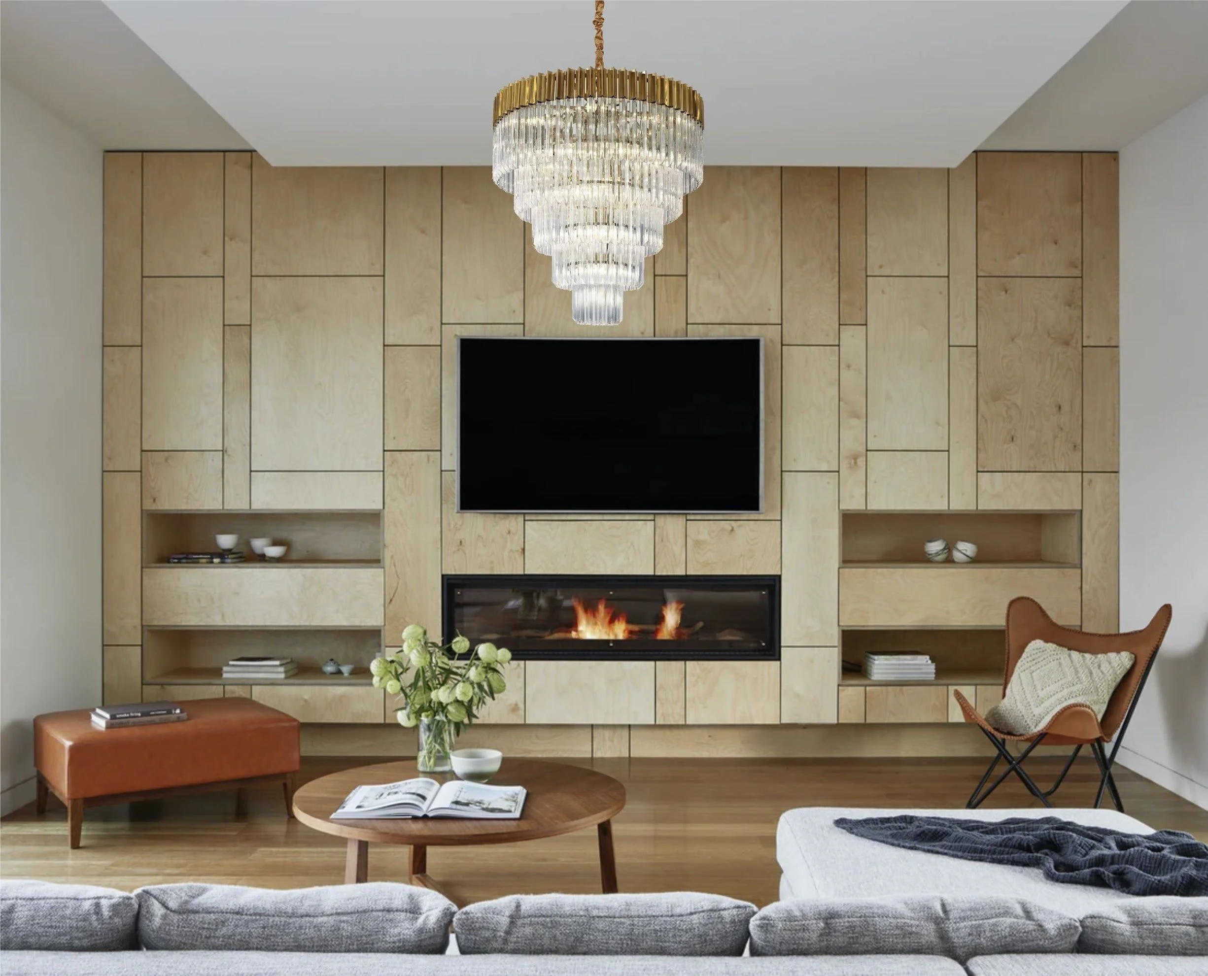 Georgia 5 Tier 19lt Pendant Chandelier, Matt Black/Brass/Polished Nickel - Image 2