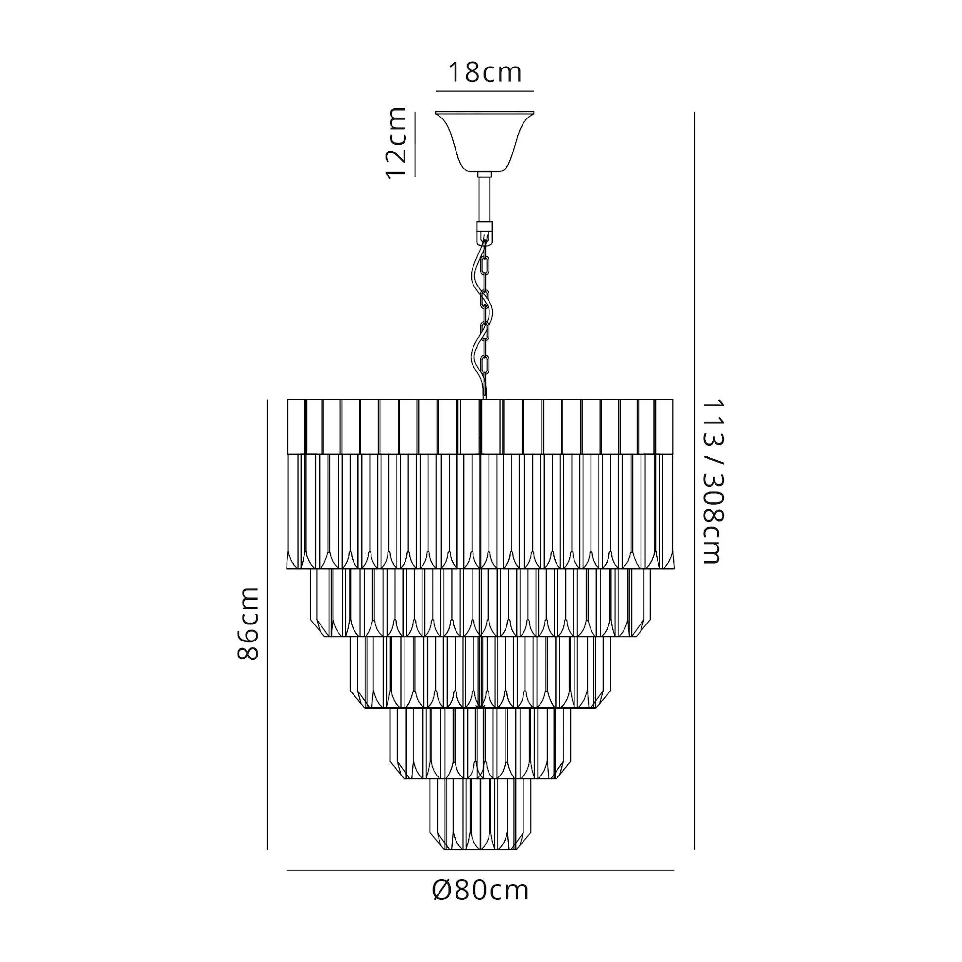 Georgia 5 Tier 19lt Pendant Chandelier, Matt Black/Brass/Polished Nickel - Image 4