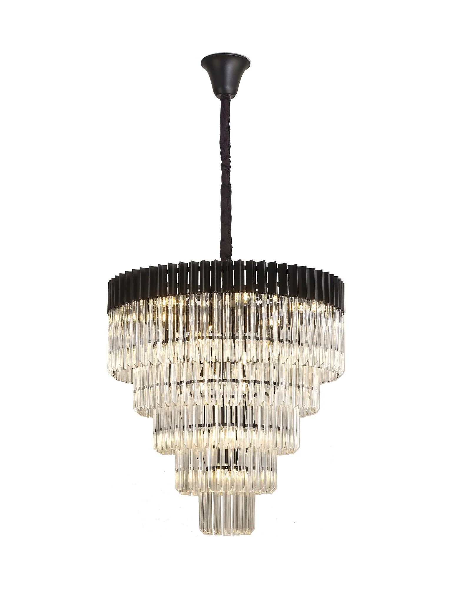 Georgia 5 Tier 19lt Pendant Chandelier, Matt Black/Brass/Polished Nickel - Image 5