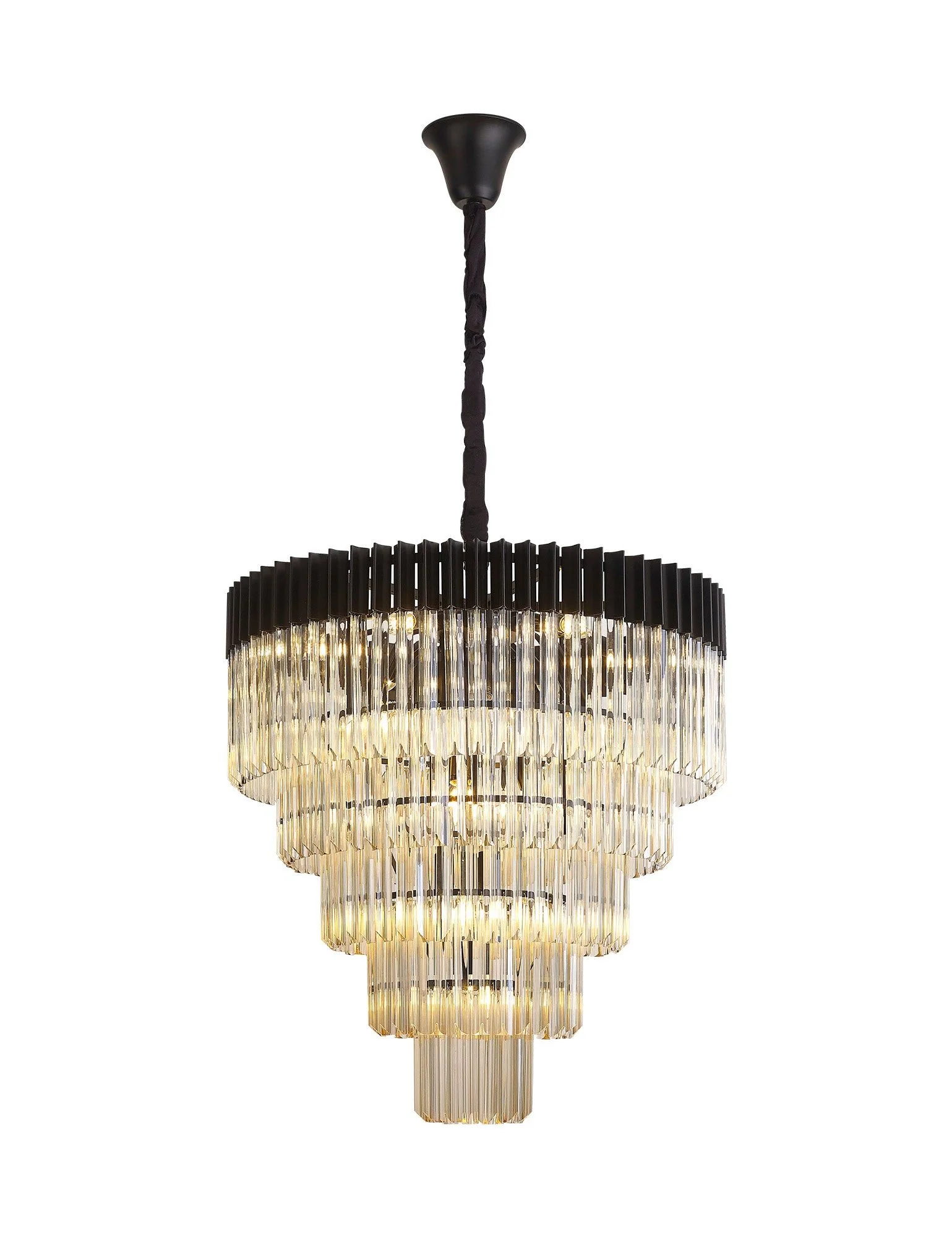 Georgia 5 Tier 19lt Pendant Chandelier, Matt Black/Brass/Polished Nickel - Image 6