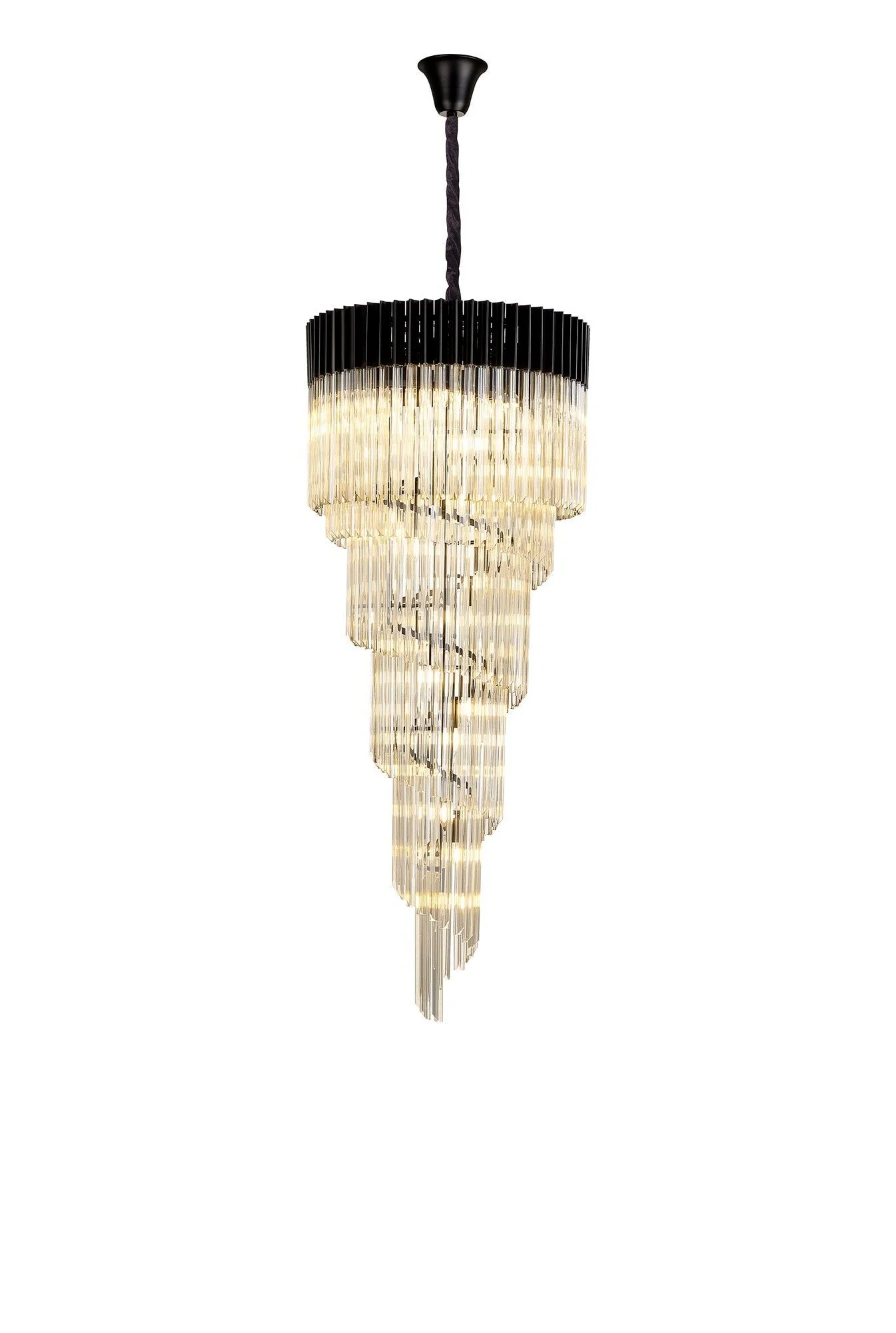 Georgia 5 Tier 23lt Pendant Chandelier, Matt Black/Brass/Polished Nickel - Image 2