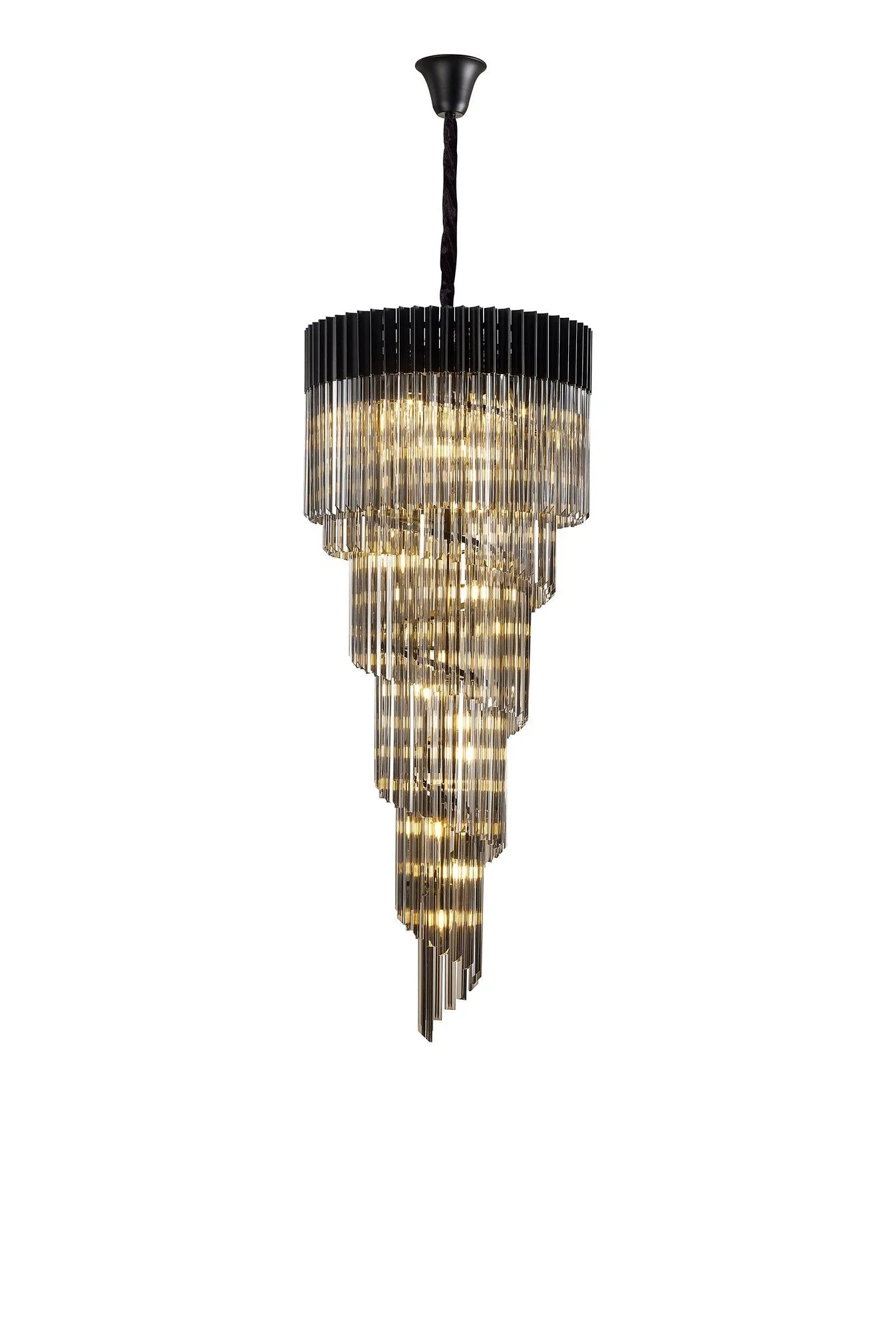 Georgia 5 Tier 23lt Pendant Chandelier, Matt Black/Brass/Polished Nickel - Image 3