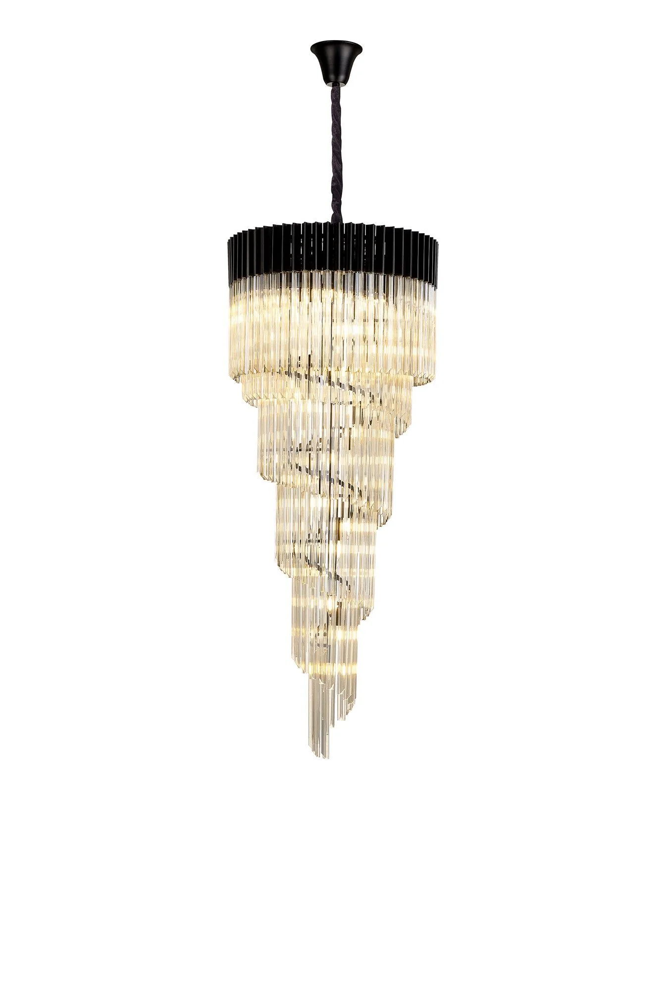 Georgia 5 Tier 23lt Pendant Chandelier, Matt Black/Brass/Polished Nickel - Image 4