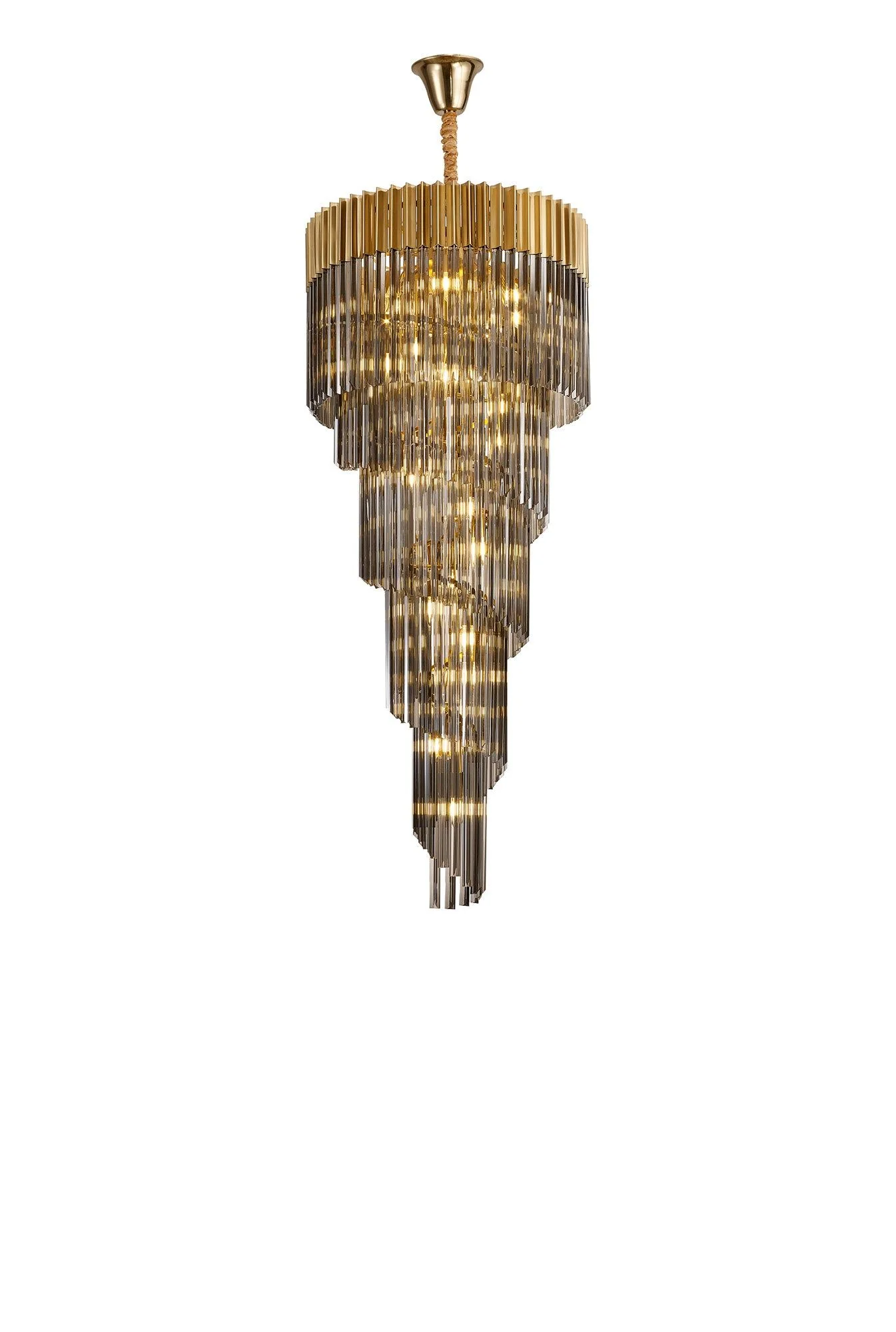 Georgia 5 Tier 23lt Pendant Chandelier, Matt Black/Brass/Polished Nickel - Image 6
