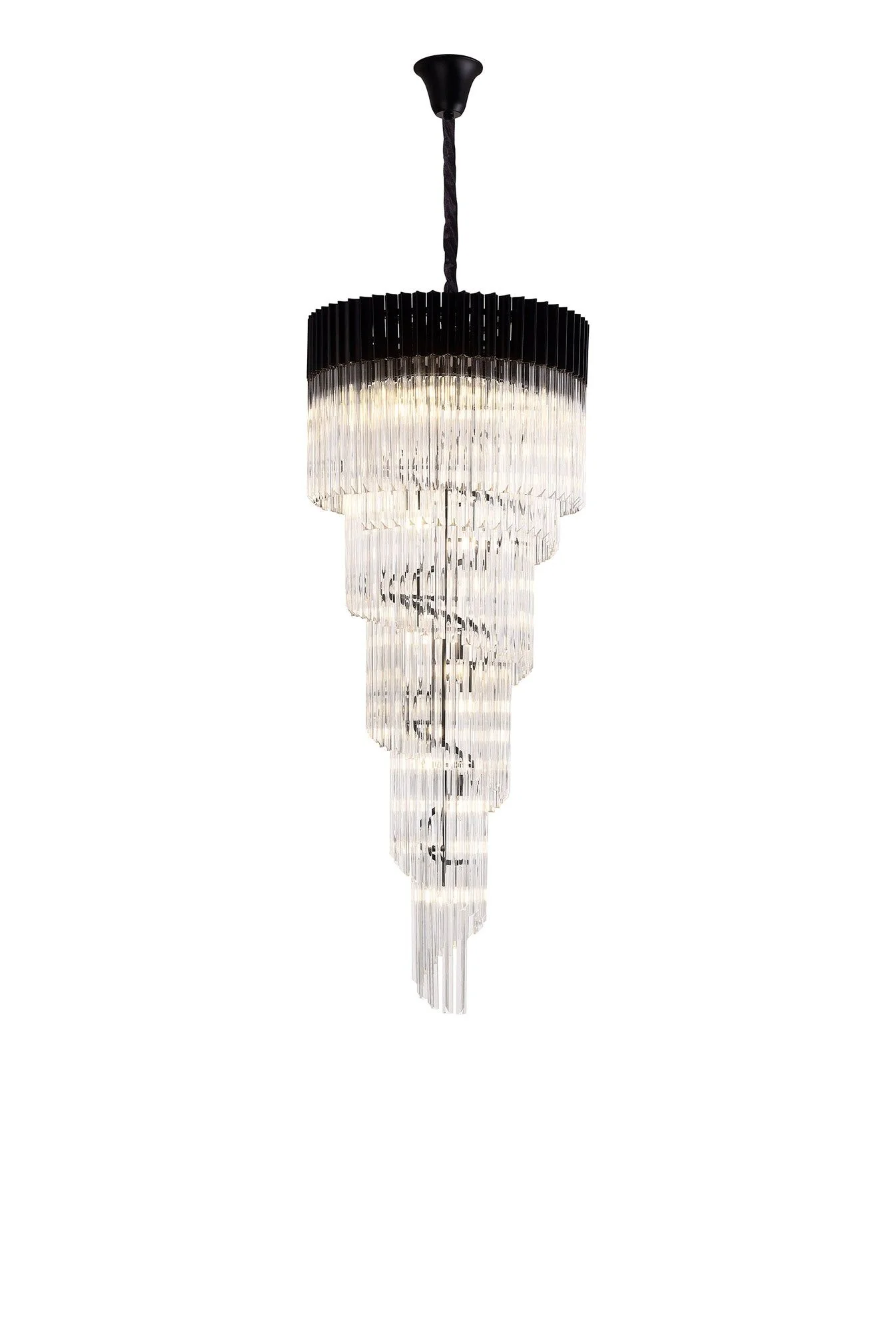 Georgia 5 Tier 23lt Pendant Chandelier, Matt Black/Brass/Polished Nickel - Image 7