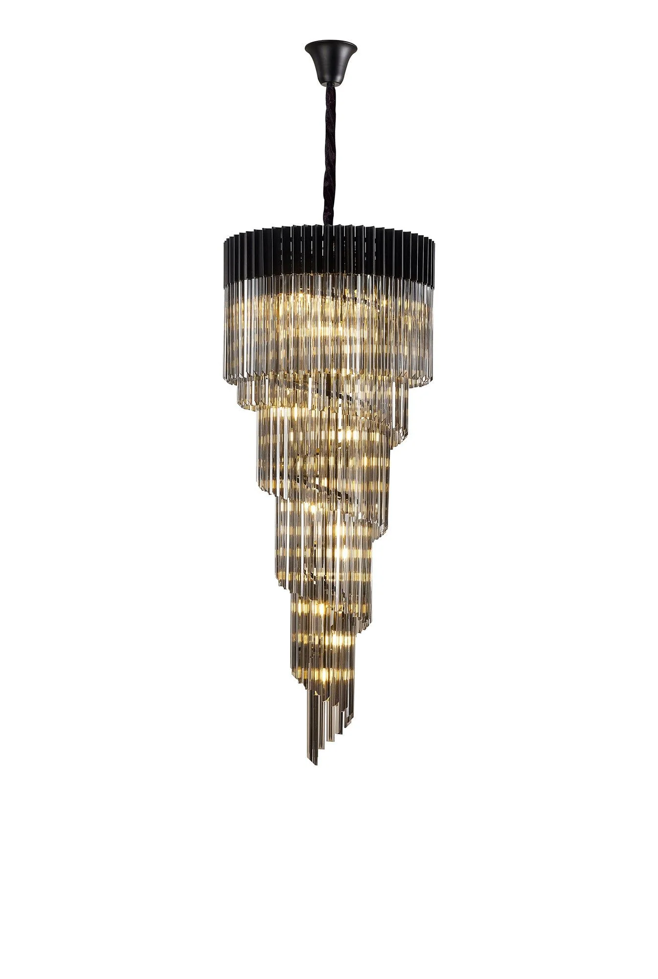 Georgia 5 Tier 23lt Pendant Chandelier, Matt Black/Brass/Polished Nickel - Image 8