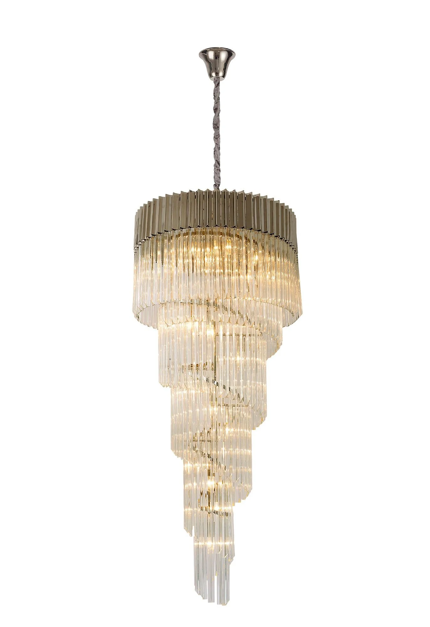 Georgia 5 Tier 23lt Pendant Chandelier, Matt Black/Brass/Polished Nickel - Image 9