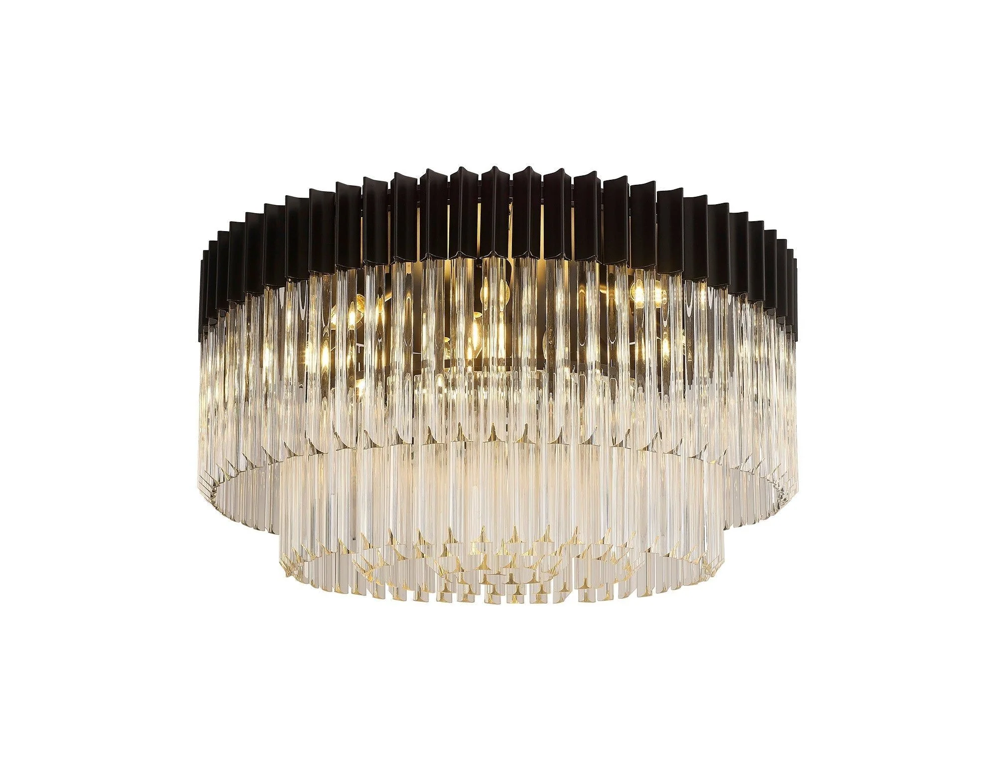 Georgia 7/12lt Round Crystal Flush Ceiling Light, Matt Black/Brass/Polished Nickel - Image 4