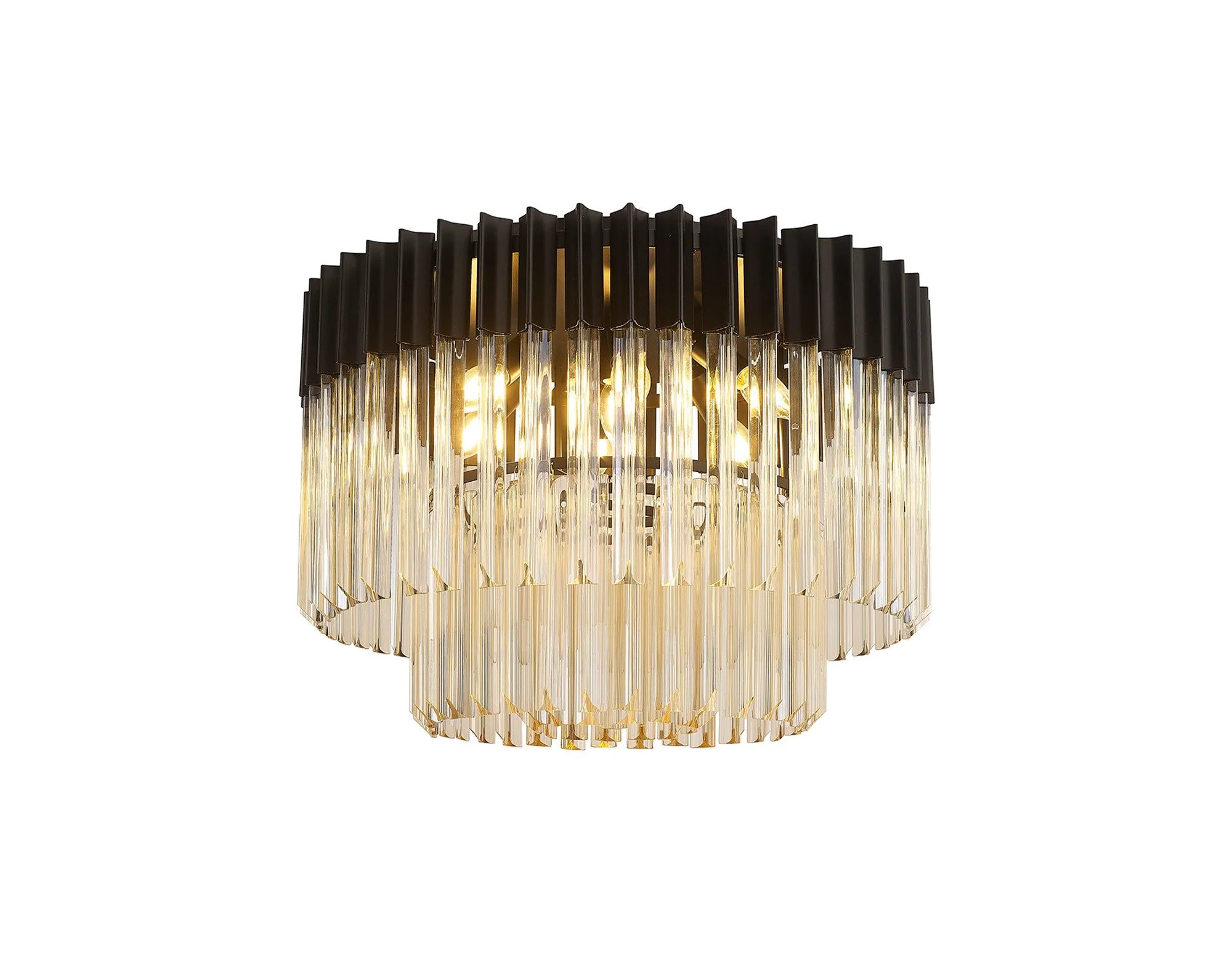 Georgia 7/12lt Round Crystal Flush Ceiling Light, Matt Black/Brass/Polished Nickel - Image 5