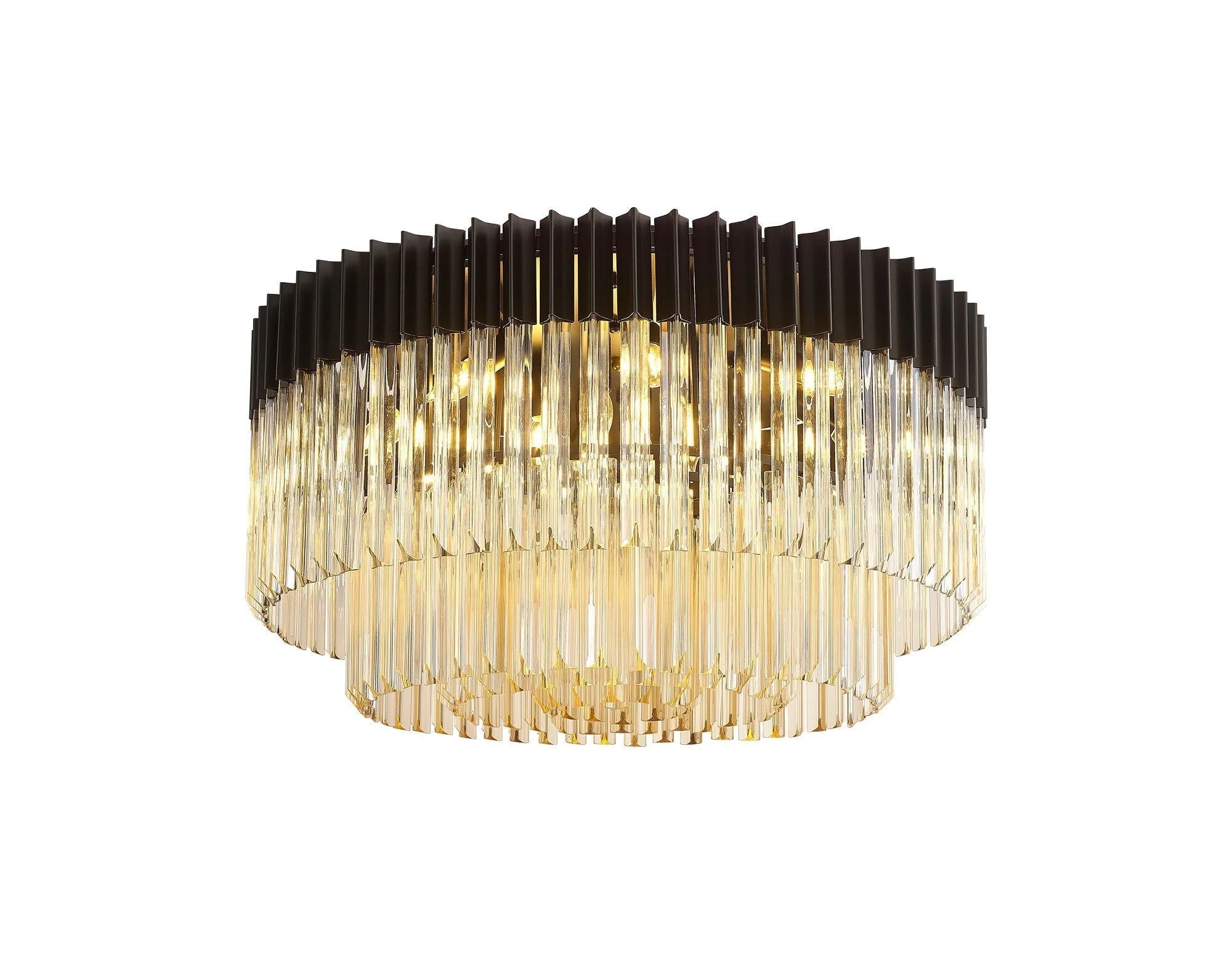 Georgia 7/12lt Round Crystal Flush Ceiling Light, Matt Black/Brass/Polished Nickel - Image 6