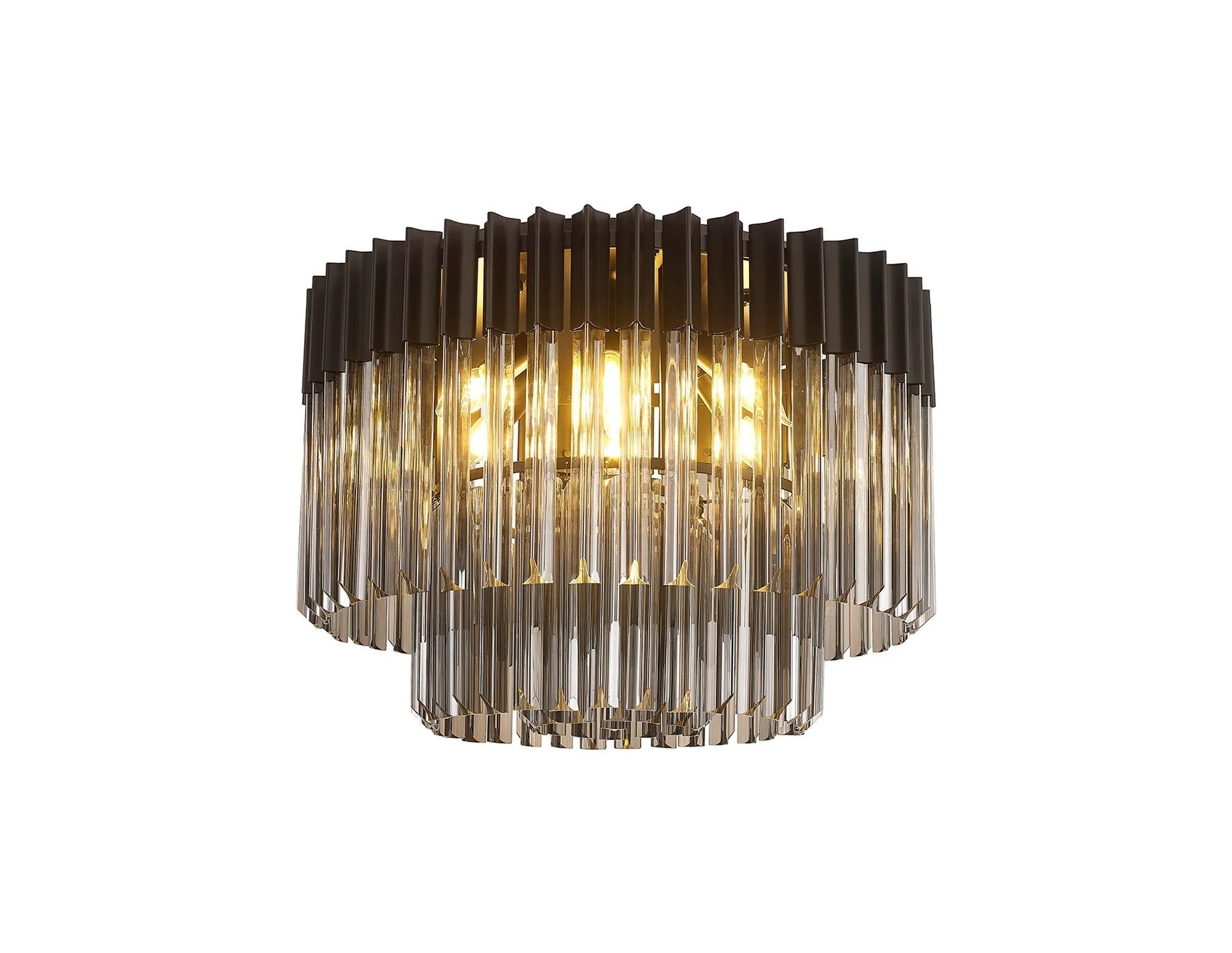 Georgia 7/12lt Round Crystal Flush Ceiling Light, Matt Black/Brass/Polished Nickel - Image 7