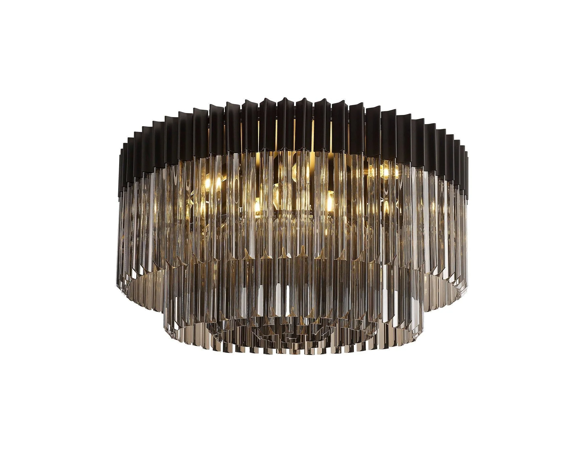 Georgia 7/12lt Round Crystal Flush Ceiling Light, Matt Black/Brass/Polished Nickel - Image 8