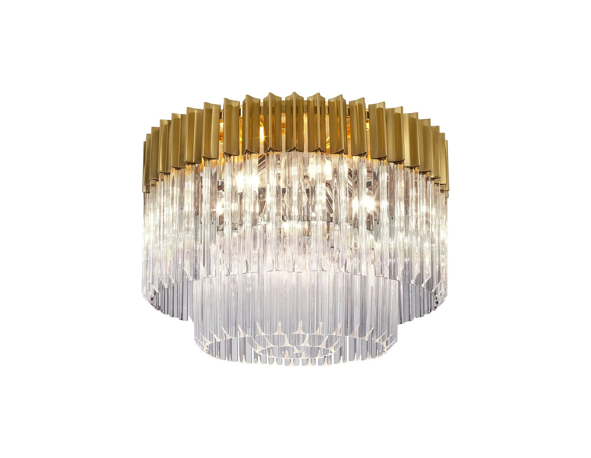 Georgia 7/12lt Round Crystal Flush Ceiling Light, Matt Black/Brass/Polished Nickel - Image 9