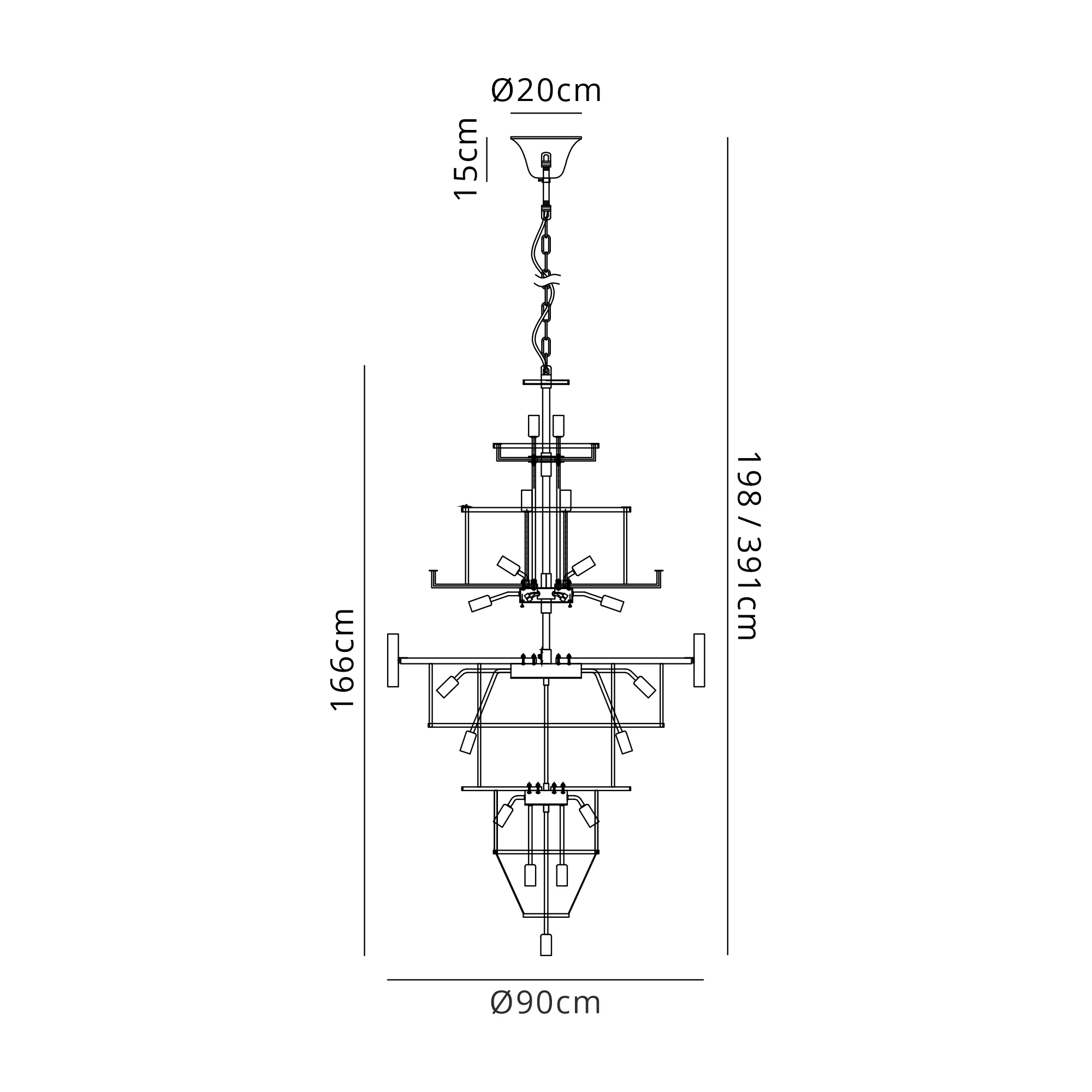 Georgia 90cm Diamond Pendant Round 9 Tier 42 Light- Various Finishes - Image 10