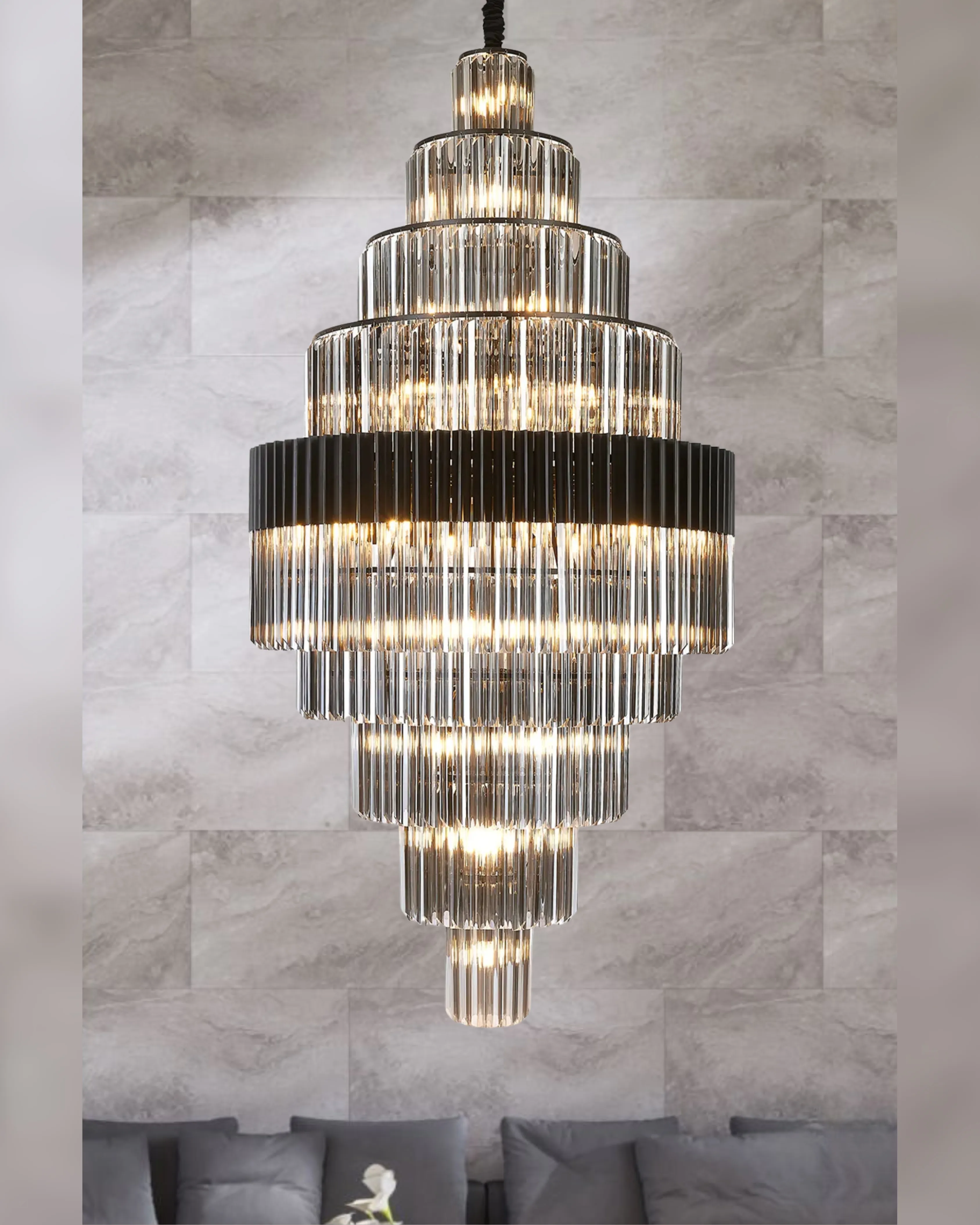 Georgia 90cm Diamond Pendant Round 9 Tier 42 Light- Various Finishes - Image 19