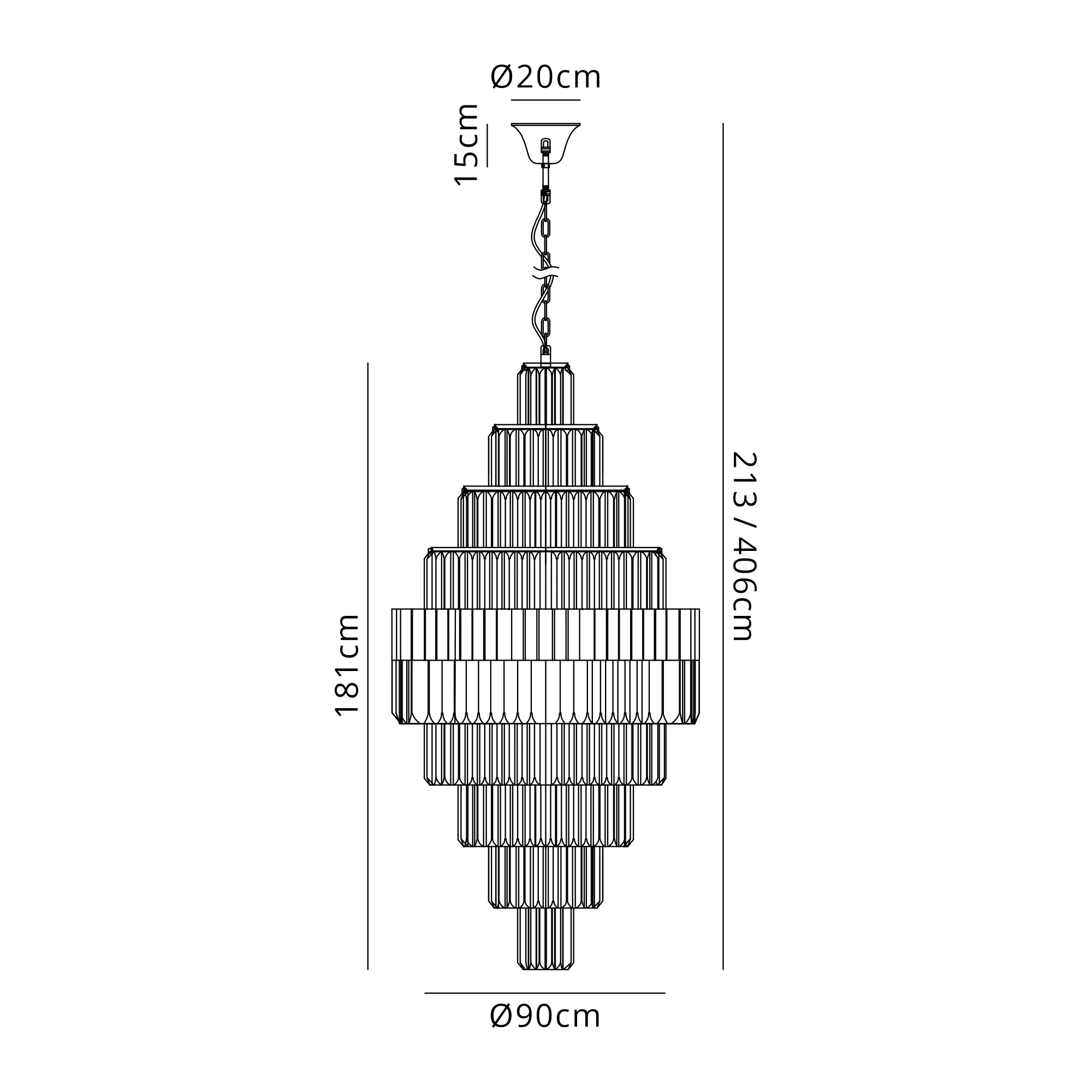 Georgia 90cm Diamond Pendant Round 9 Tier 42 Light- Various Finishes - Image 31