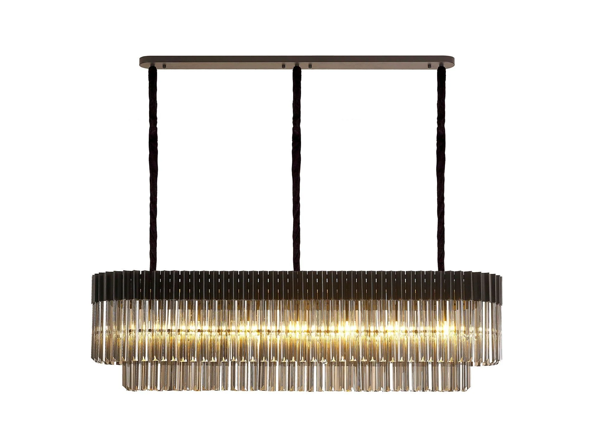 Georgia Kitchen Table/Island Rectangle 7/5lt Pendant, Matt Black/Brass/Polished Nickel - Image 2