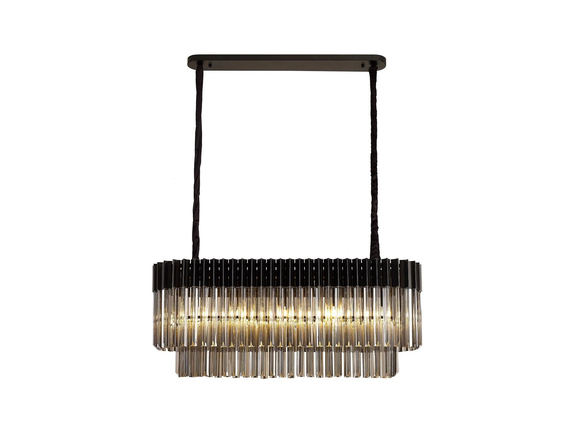 Georgia Kitchen Table/Island Rectangle 7/5lt Pendant, Matt Black/Brass/Polished Nickel - Image 3