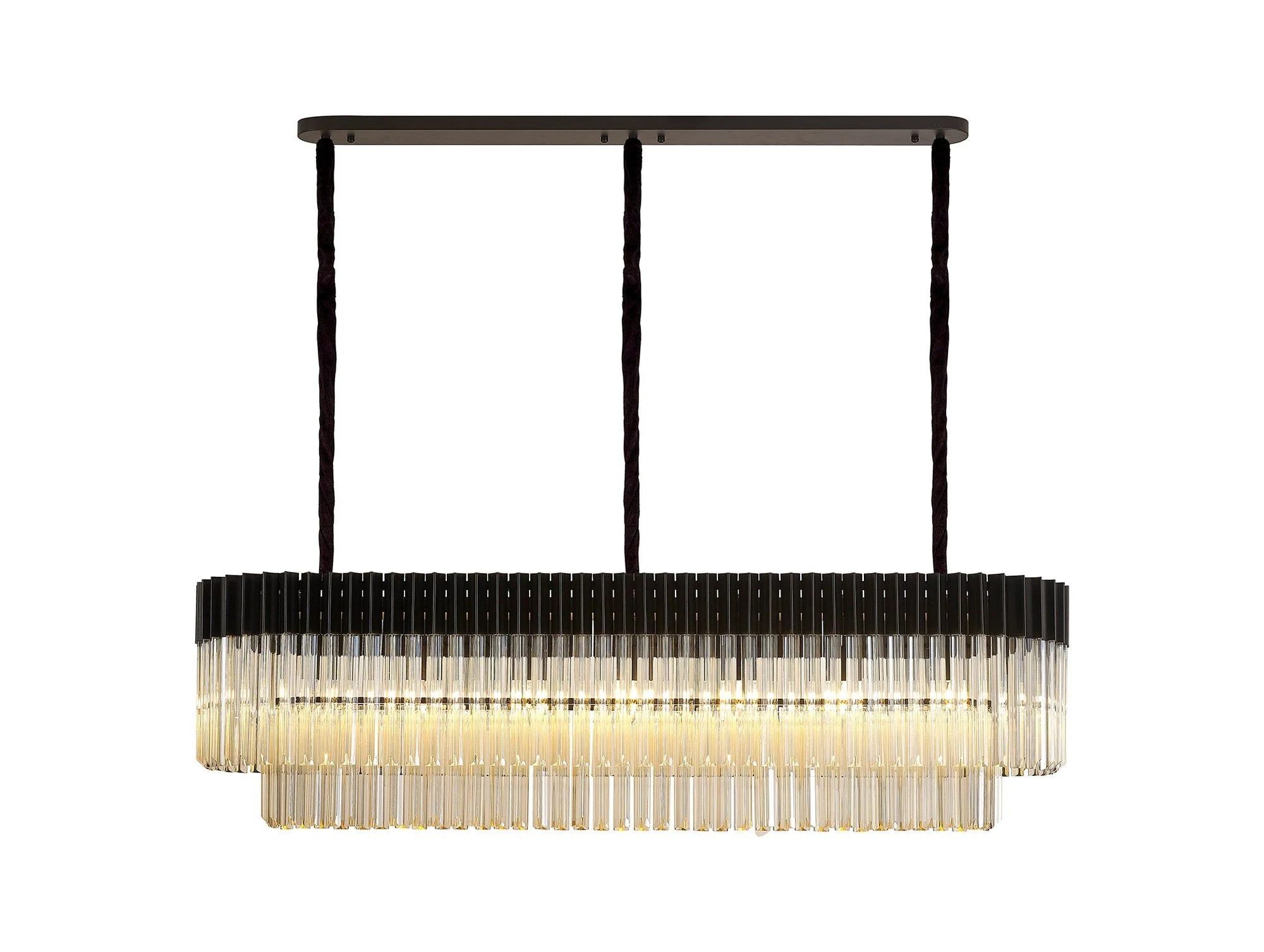Georgia Kitchen Table/Island Rectangle 7/5lt Pendant, Matt Black/Brass/Polished Nickel - Image 4