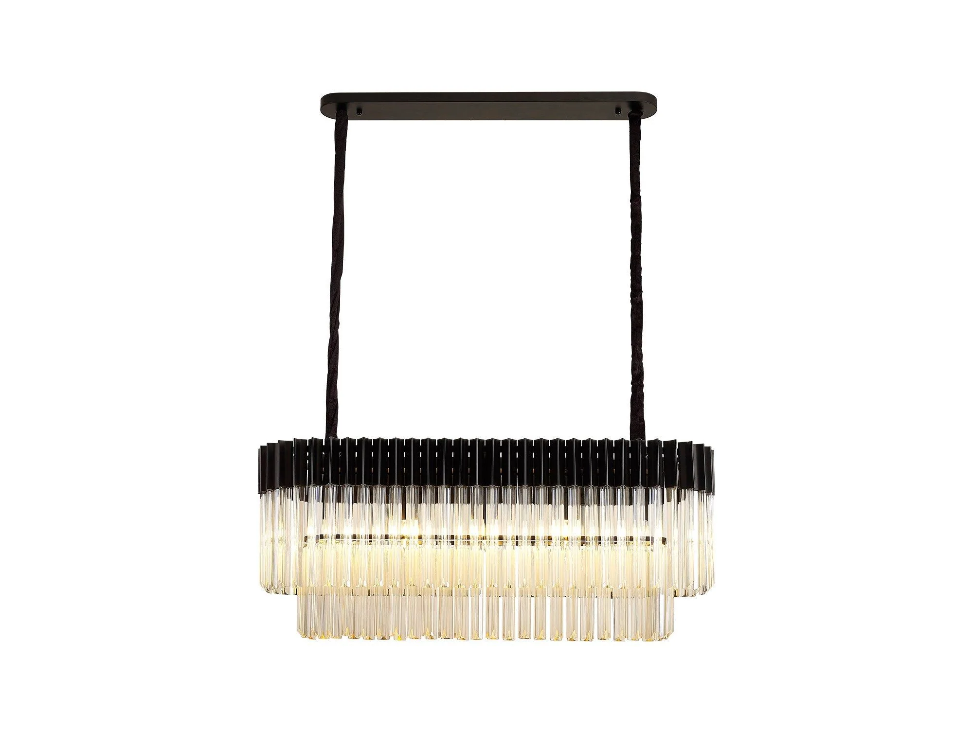 Georgia Kitchen Table/Island Rectangle 7/5lt Pendant, Matt Black/Brass/Polished Nickel - Image 5