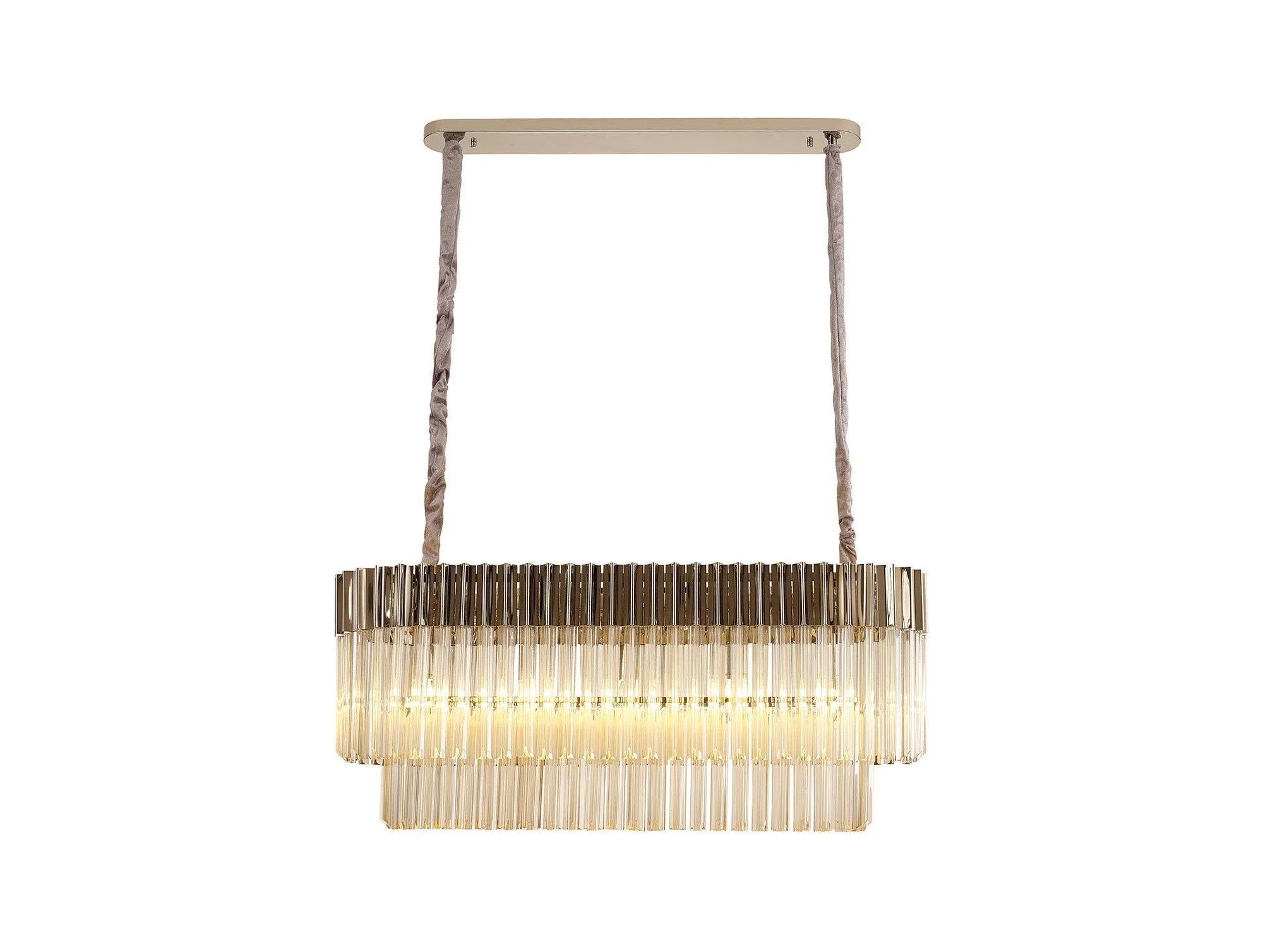 Georgia Kitchen Table/Island Rectangle 7/5lt Pendant, Matt Black/Brass/Polished Nickel - Image 6