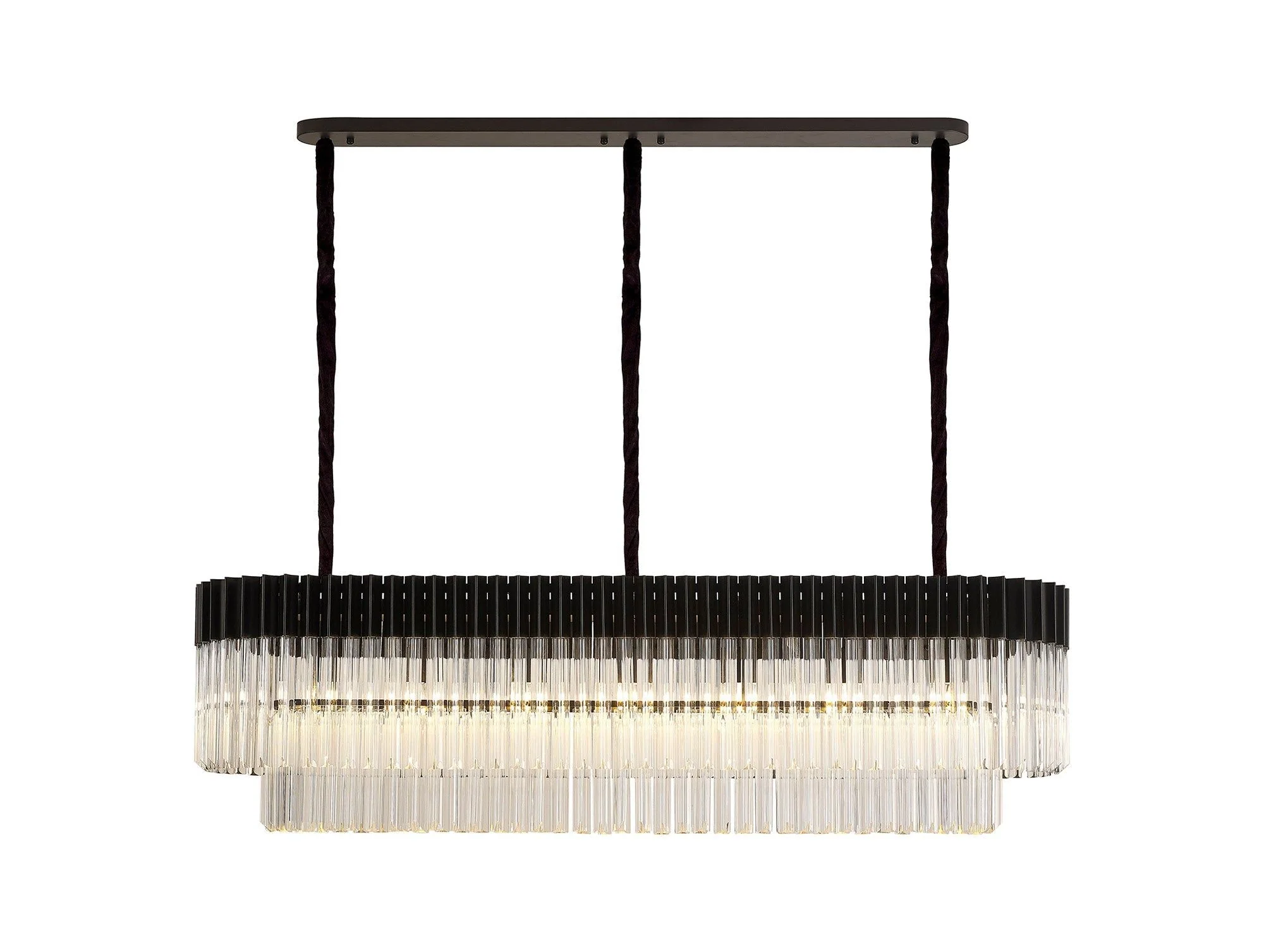 Georgia Kitchen Table/Island Rectangle 7/5lt Pendant, Matt Black/Brass/Polished Nickel - Image 9