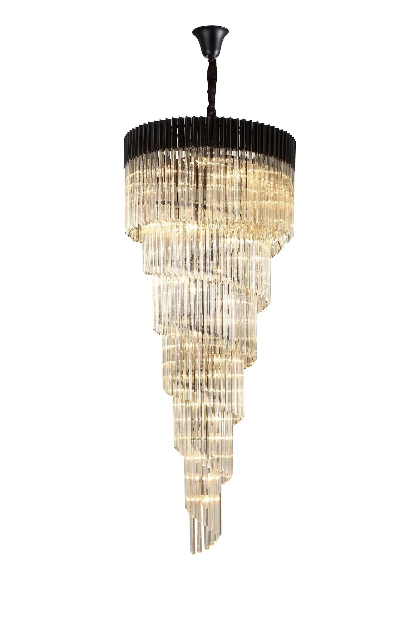 Georgia 7 Tier 31lt Pendant Chandelier, Matt Black/Brass/Polished Nickel - Image 3