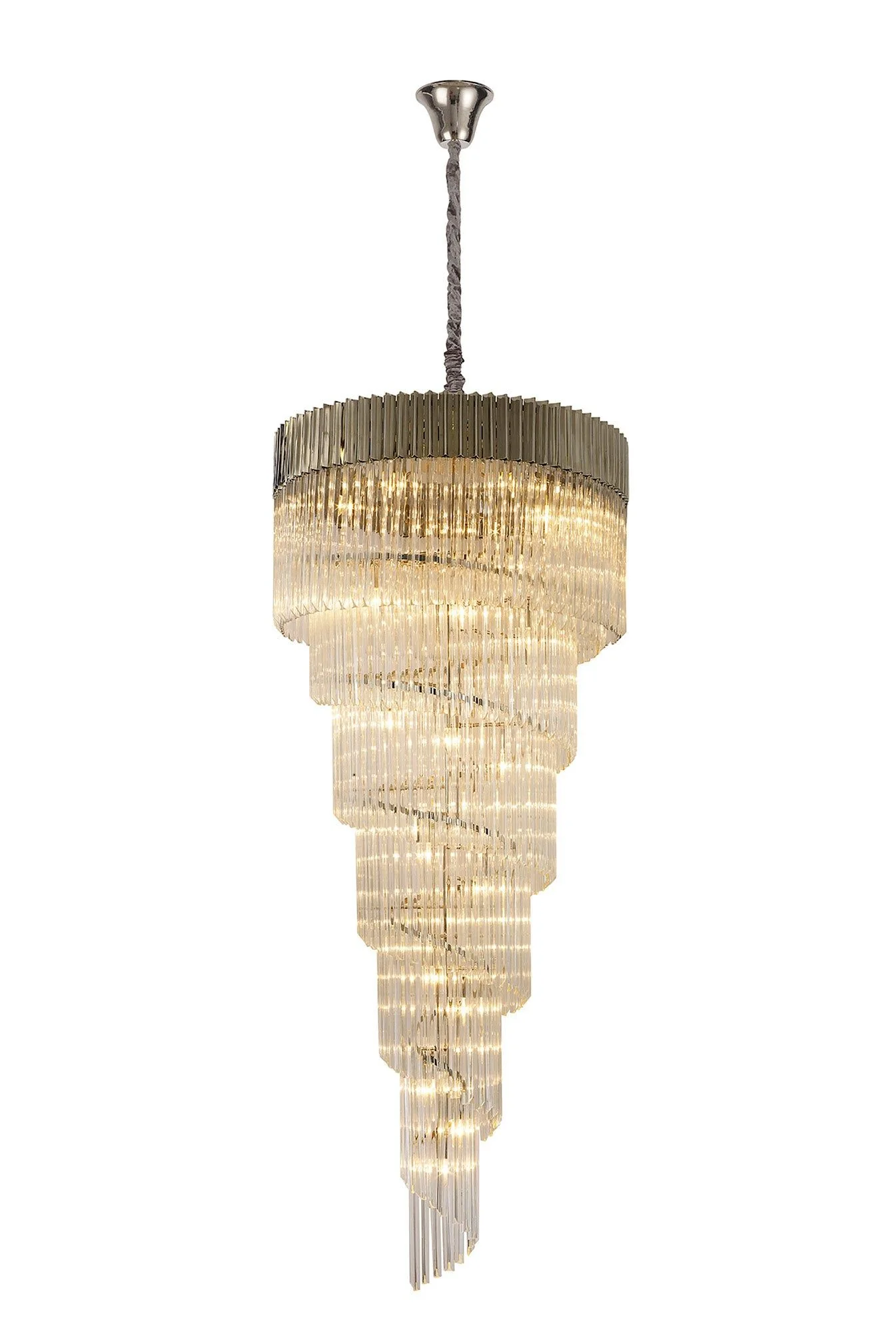 Georgia 7 Tier 31lt Pendant Chandelier, Matt Black/Brass/Polished Nickel - Image 6