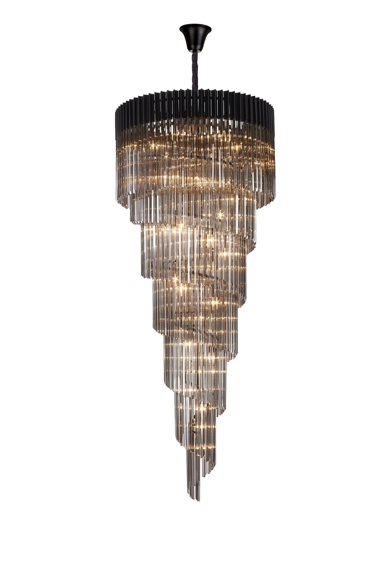 Georgia 7 Tier 31lt Pendant Chandelier, Matt Black/Brass/Polished Nickel - Image 7