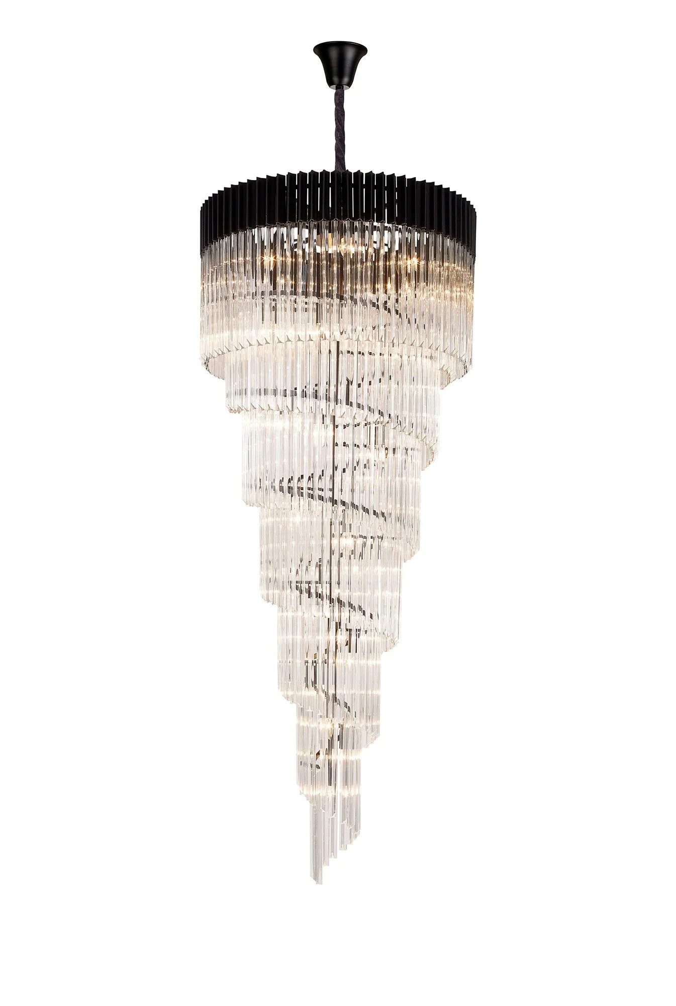 Georgia 7 Tier 31lt Pendant Chandelier, Matt Black/Brass/Polished Nickel - Image 8