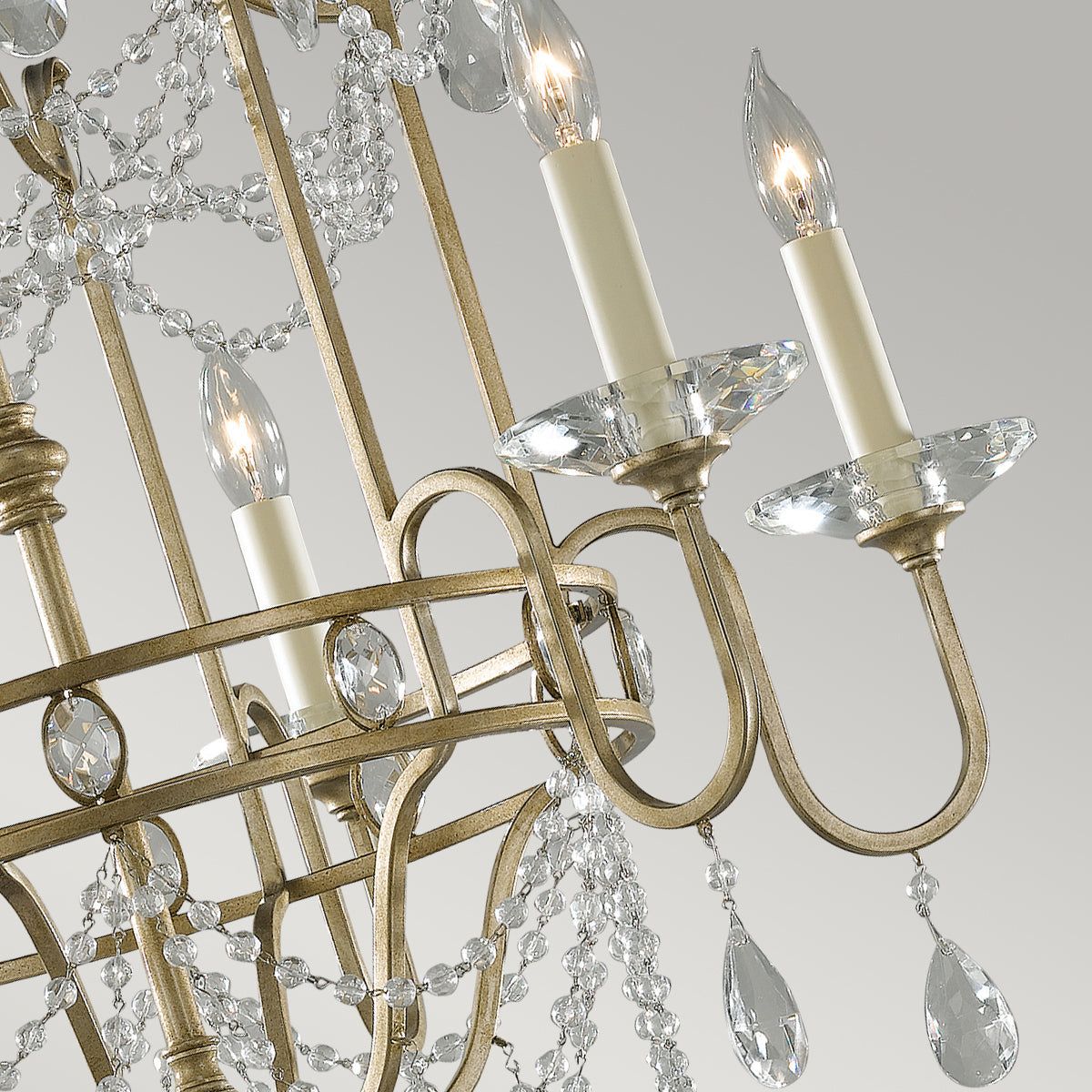 Gianna 6Lt Chandelier Ceiling Light - Gilded Silver Finish - Image 2