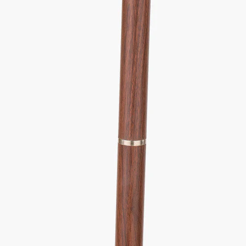 Gianni Brushed Silver and Wood Effect Floor Lamp - Image 2