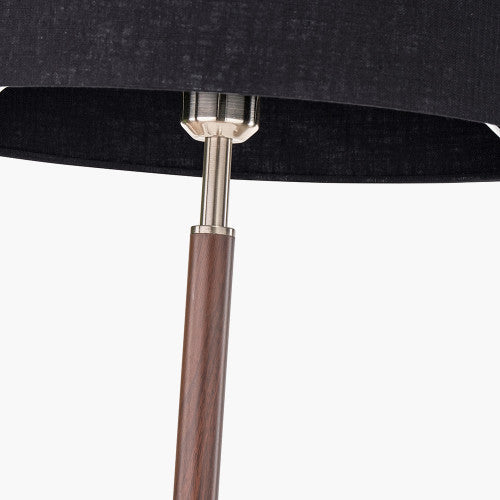 Gianni Brushed Silver and Wood Effect Floor Lamp - Image 3