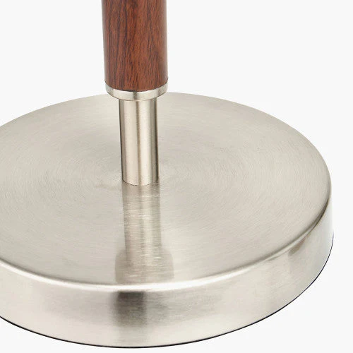Gianni Brushed Silver and Wood Effect Table Lamp - Image 3
