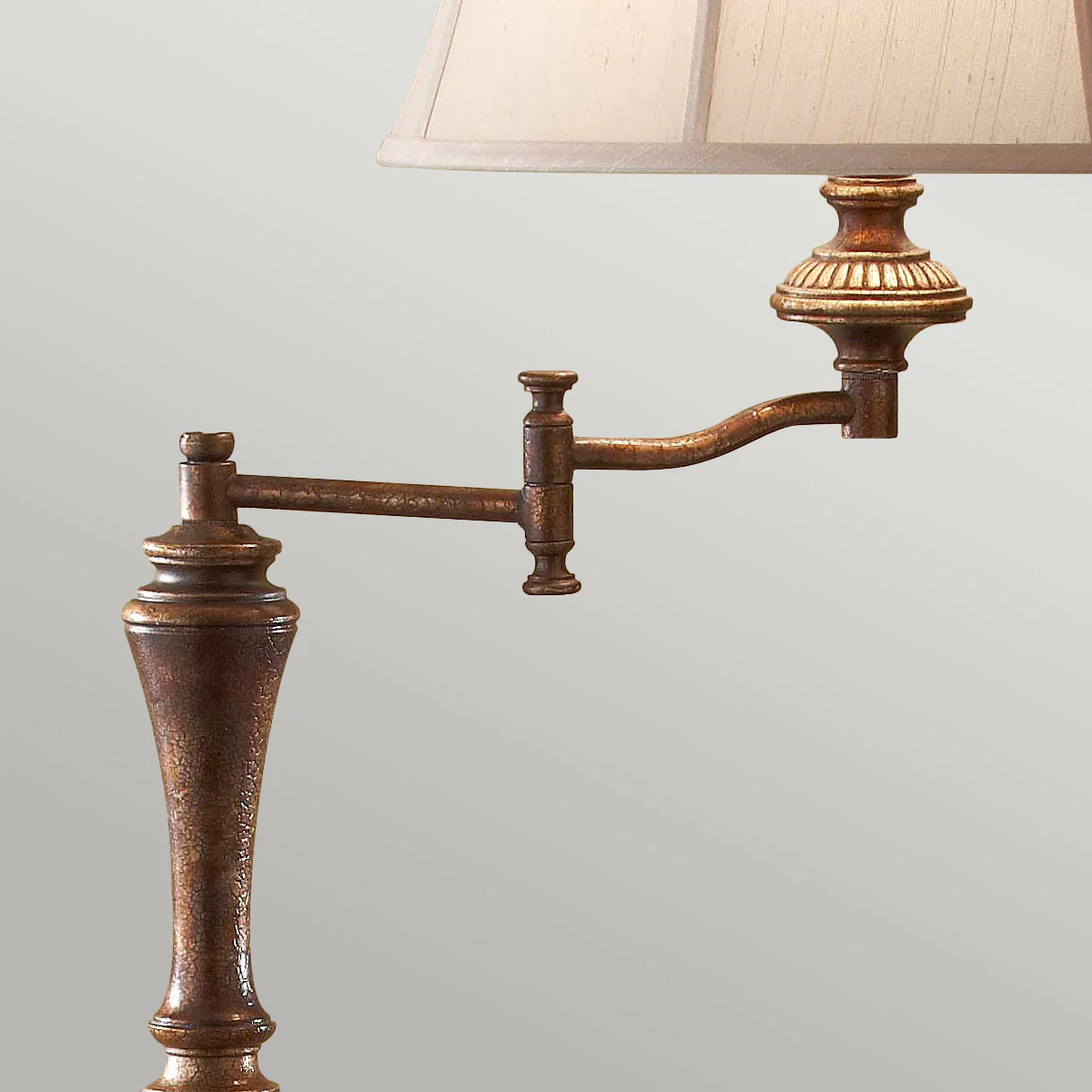 Gibson 1 Light Floor Lamp - Cambridge Crackle with Desert Shade E27 - Image 2
