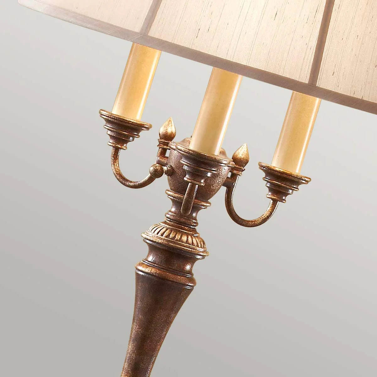 Gibson 4 Light Floor Lamp - Cambridge Crackle with Desert Shade E27 - Image 3
