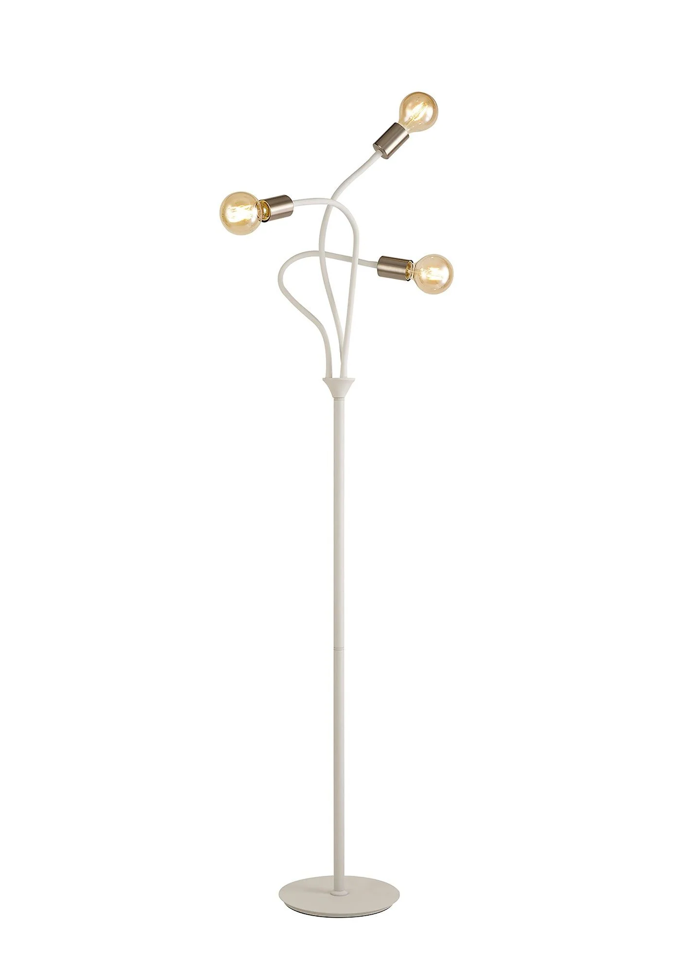Gied Flexible Floor Lamp, 3 Light E27 Satin White/Satin Nickel & Satin Black/Satin Nickel - Image 5