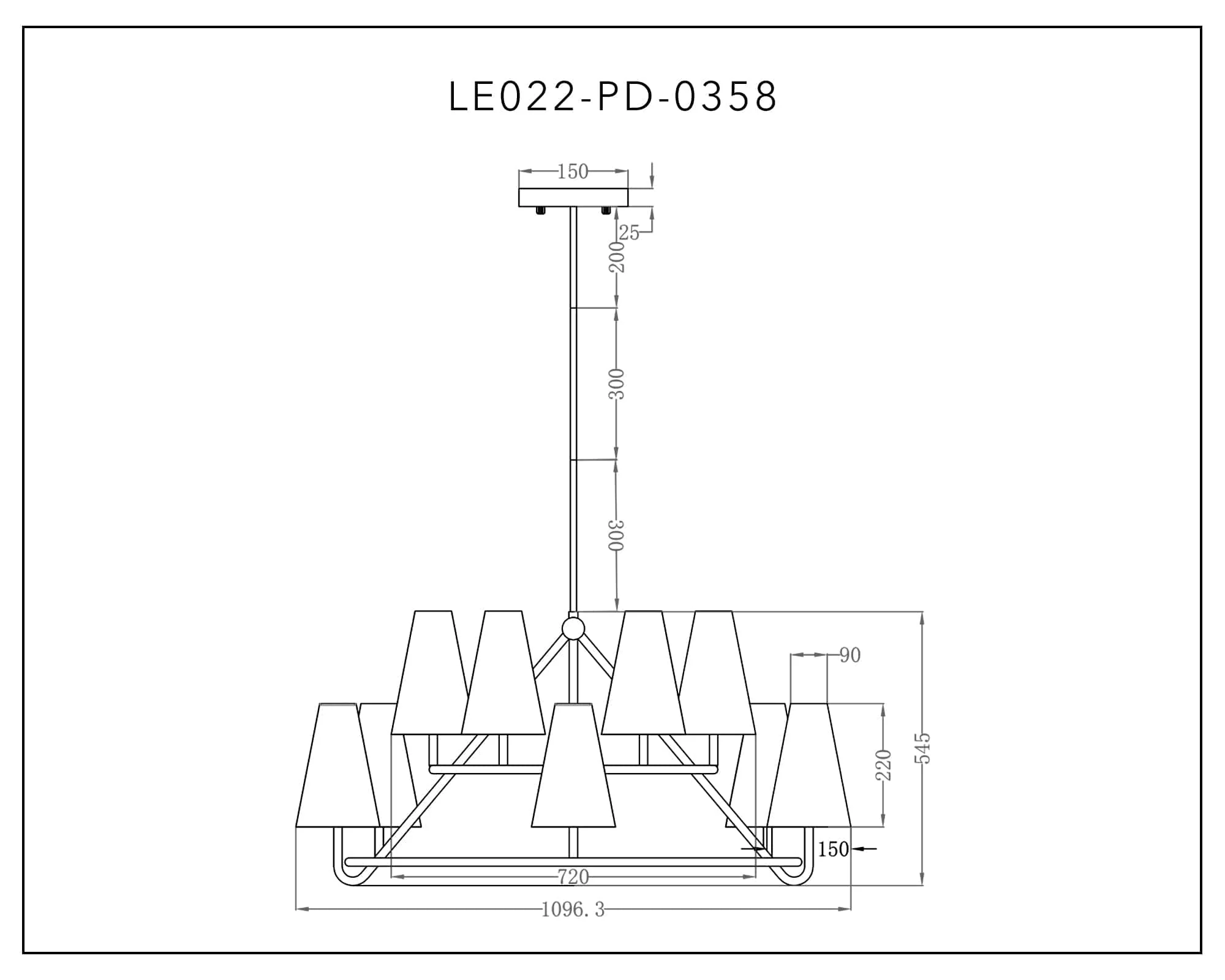 Gildan Chandelier - White & Black E14 - Image 6