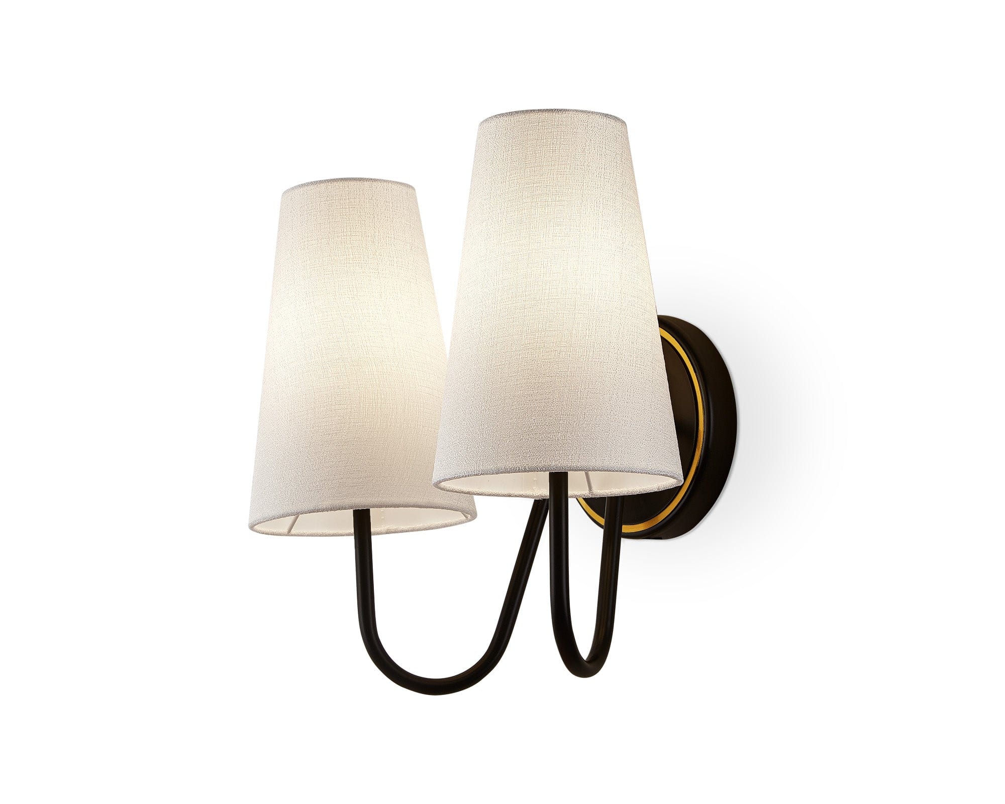 Gildan Wall Light - White, Black & Brass E14 - Image 2