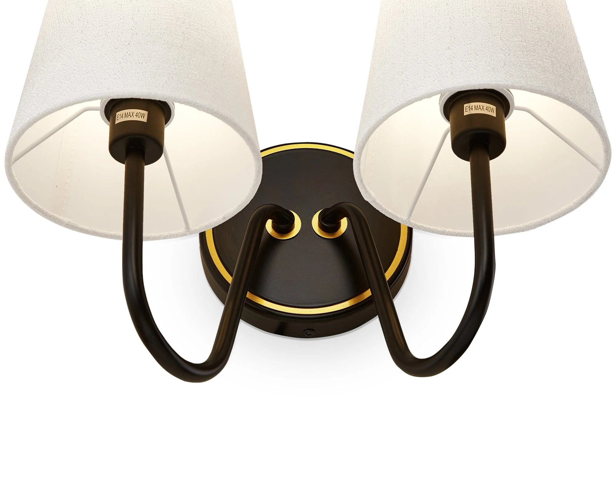 Gildan Wall Light - White, Black & Brass E14 - Image 5